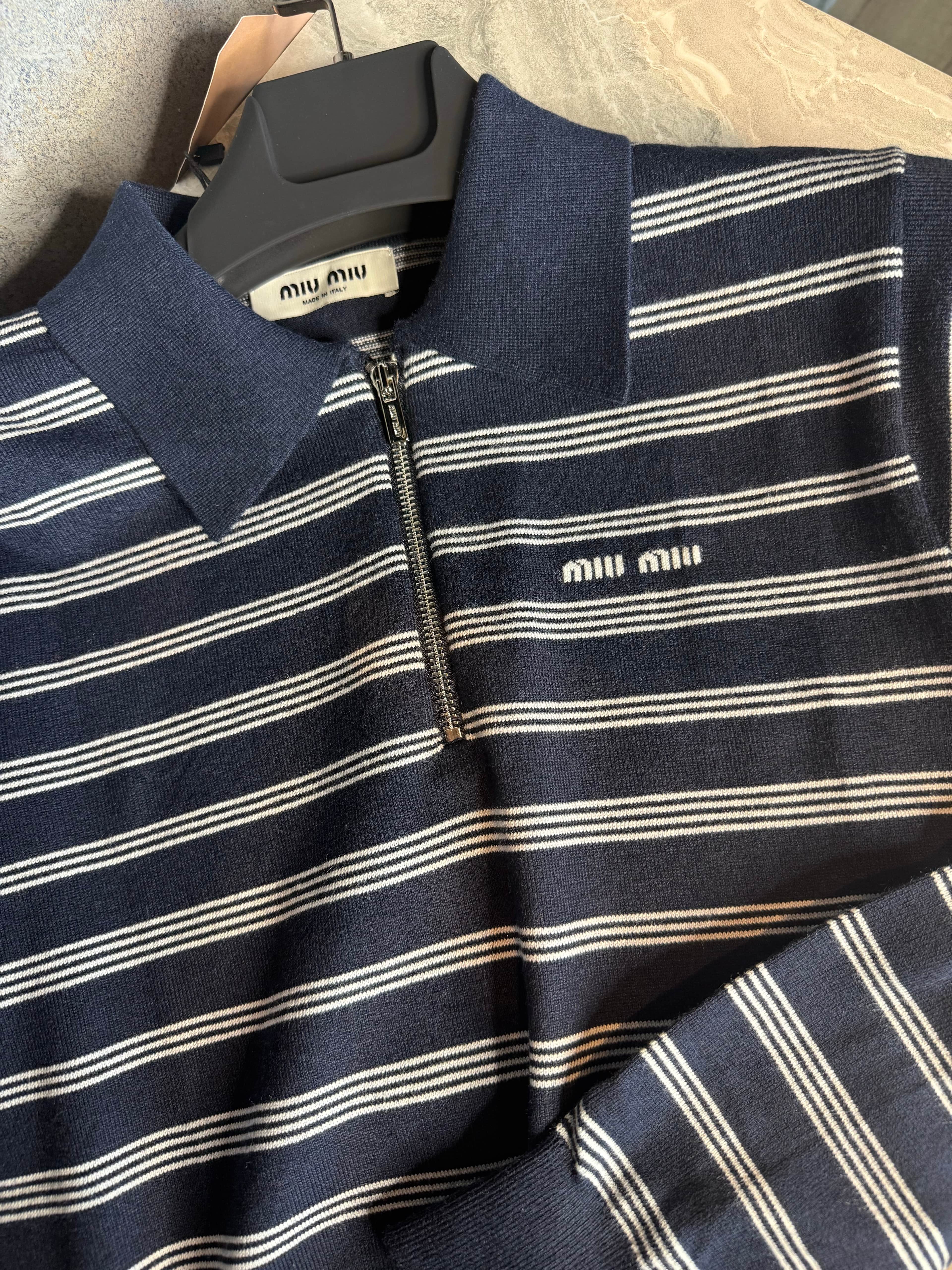 Miu Polo Knit / Navy Stripes 