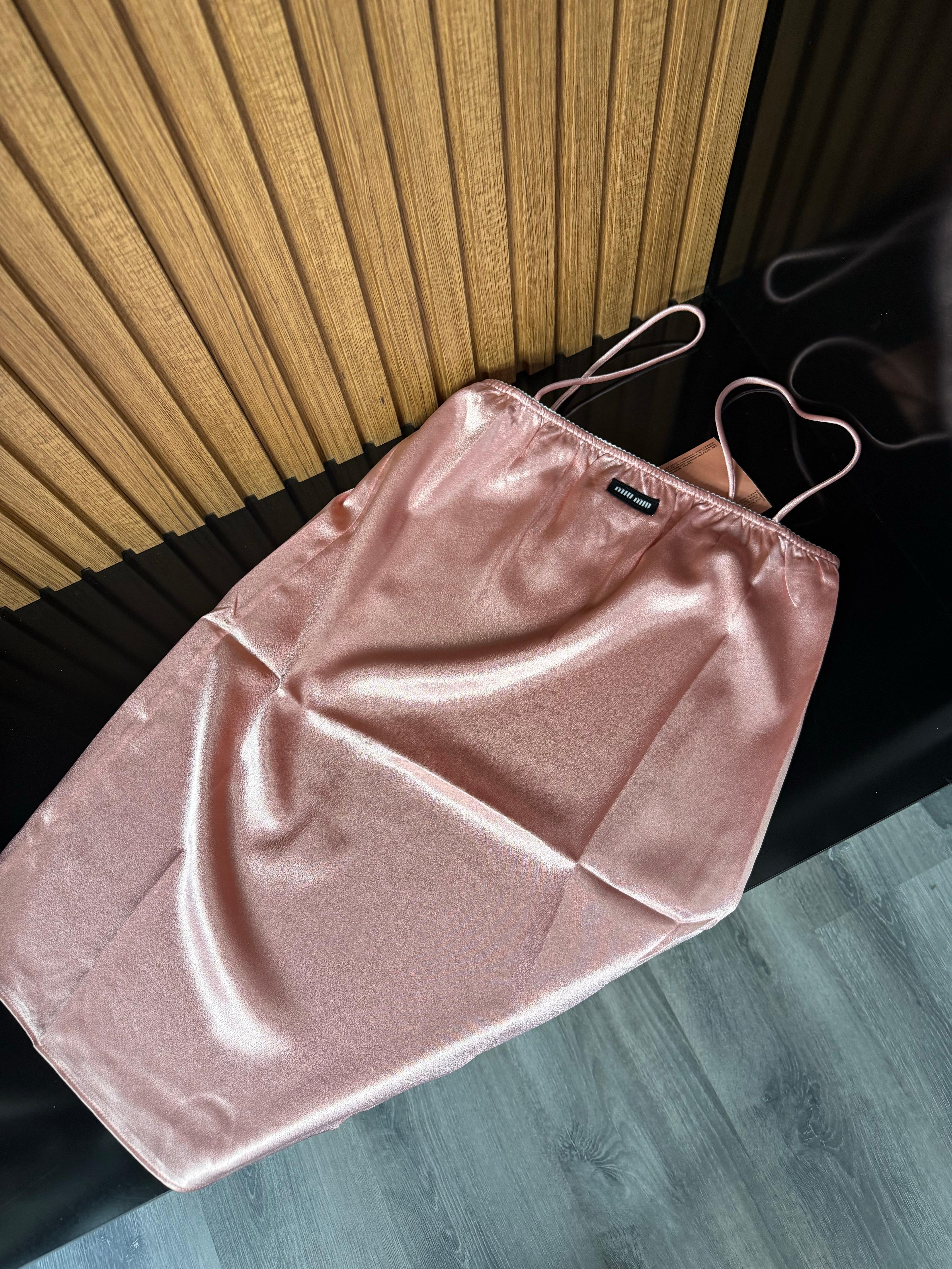 Miu Rose Satin Slip Dress