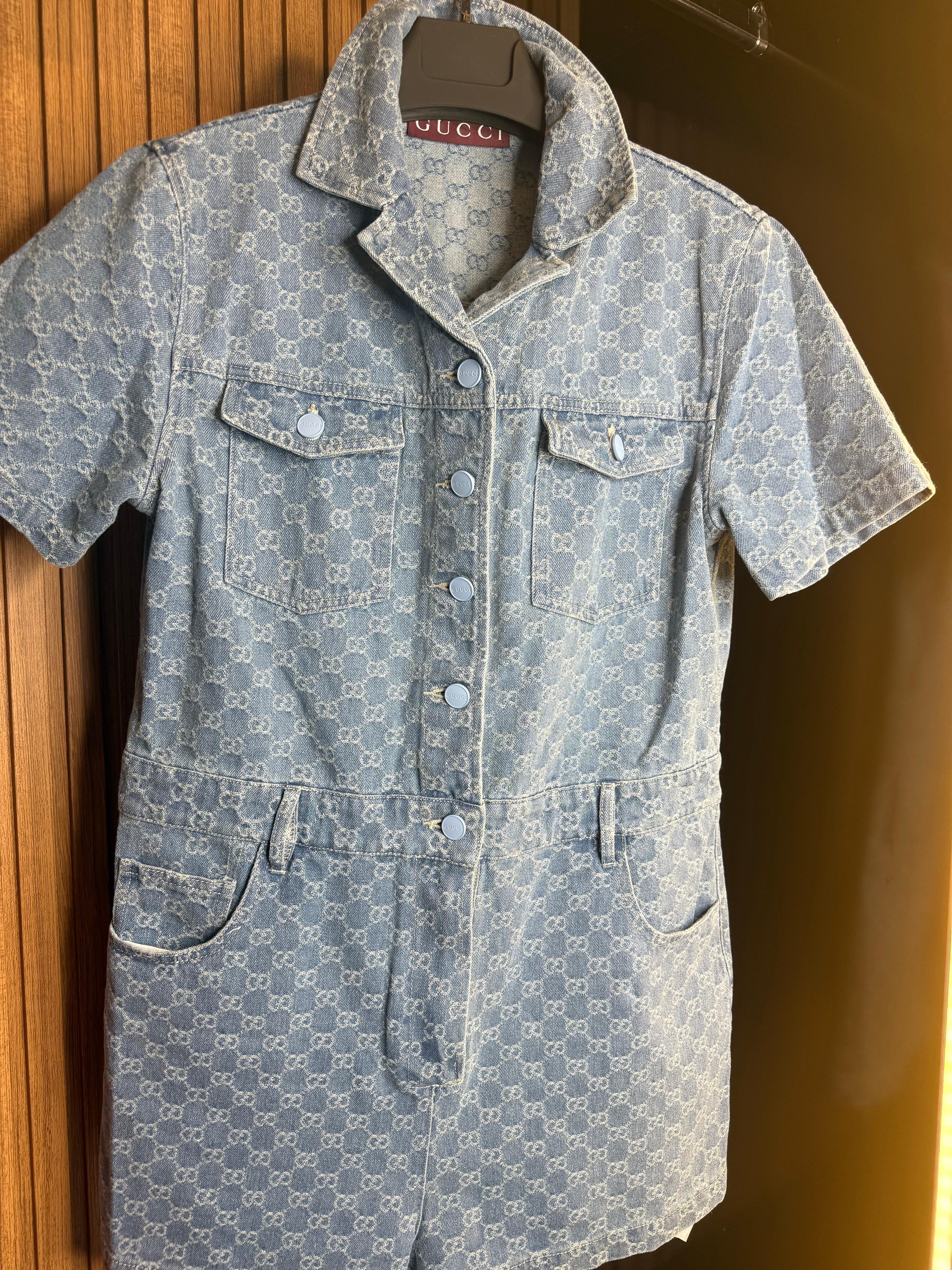 Guc- Monogram Denim Romper