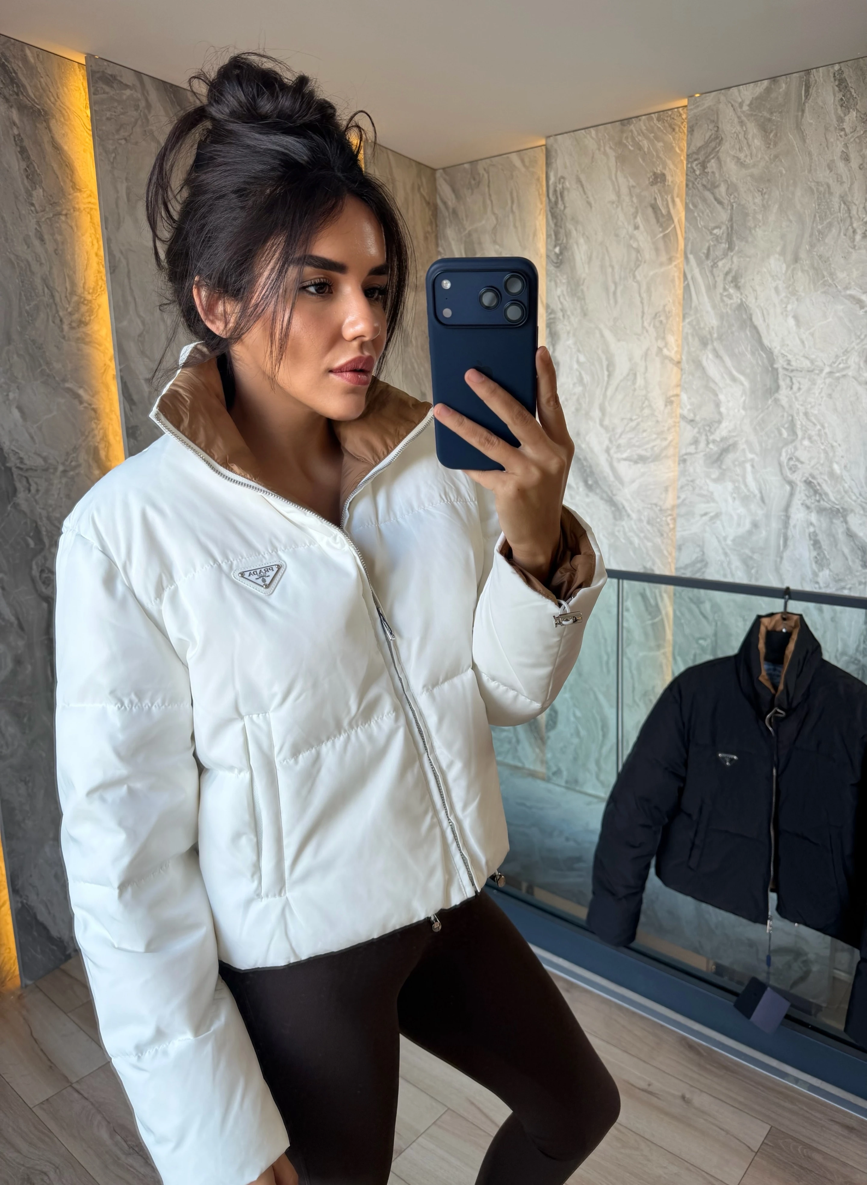 Prad / Re-Nylon Puffer Jacket – Black / White