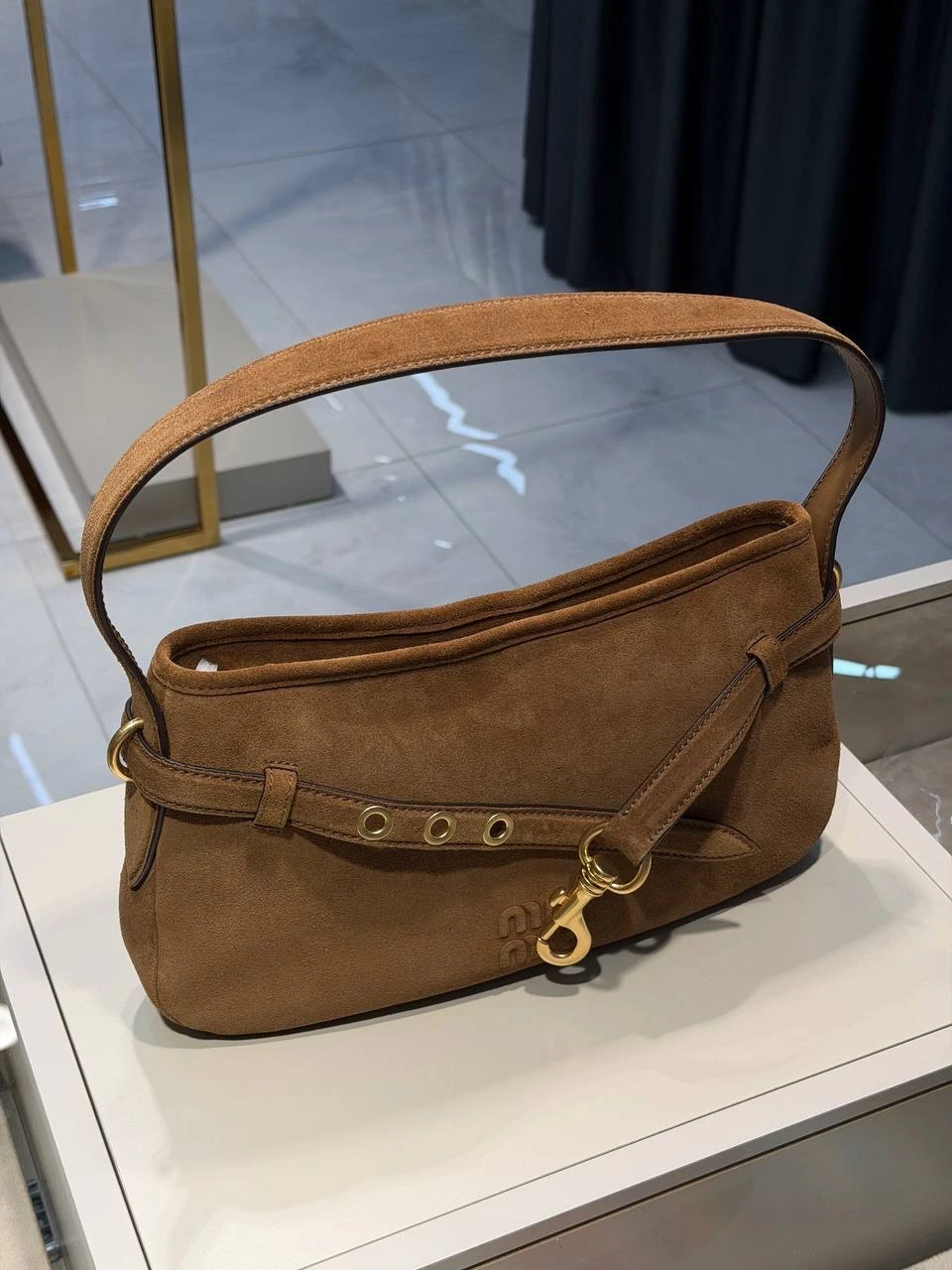 MIU Suede Shoulder Bag 