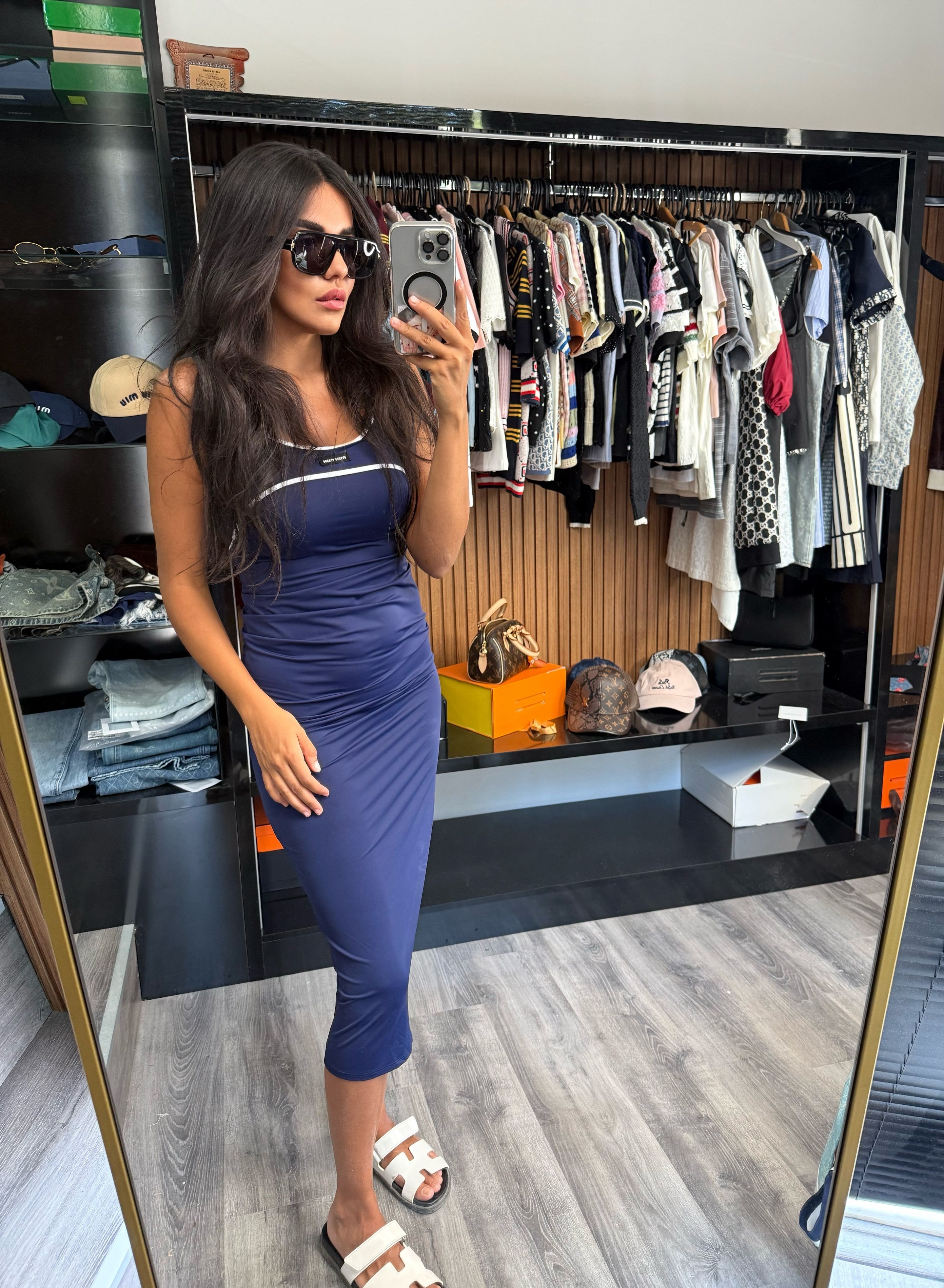Miu- Lacivert Bodycon Cut Dress