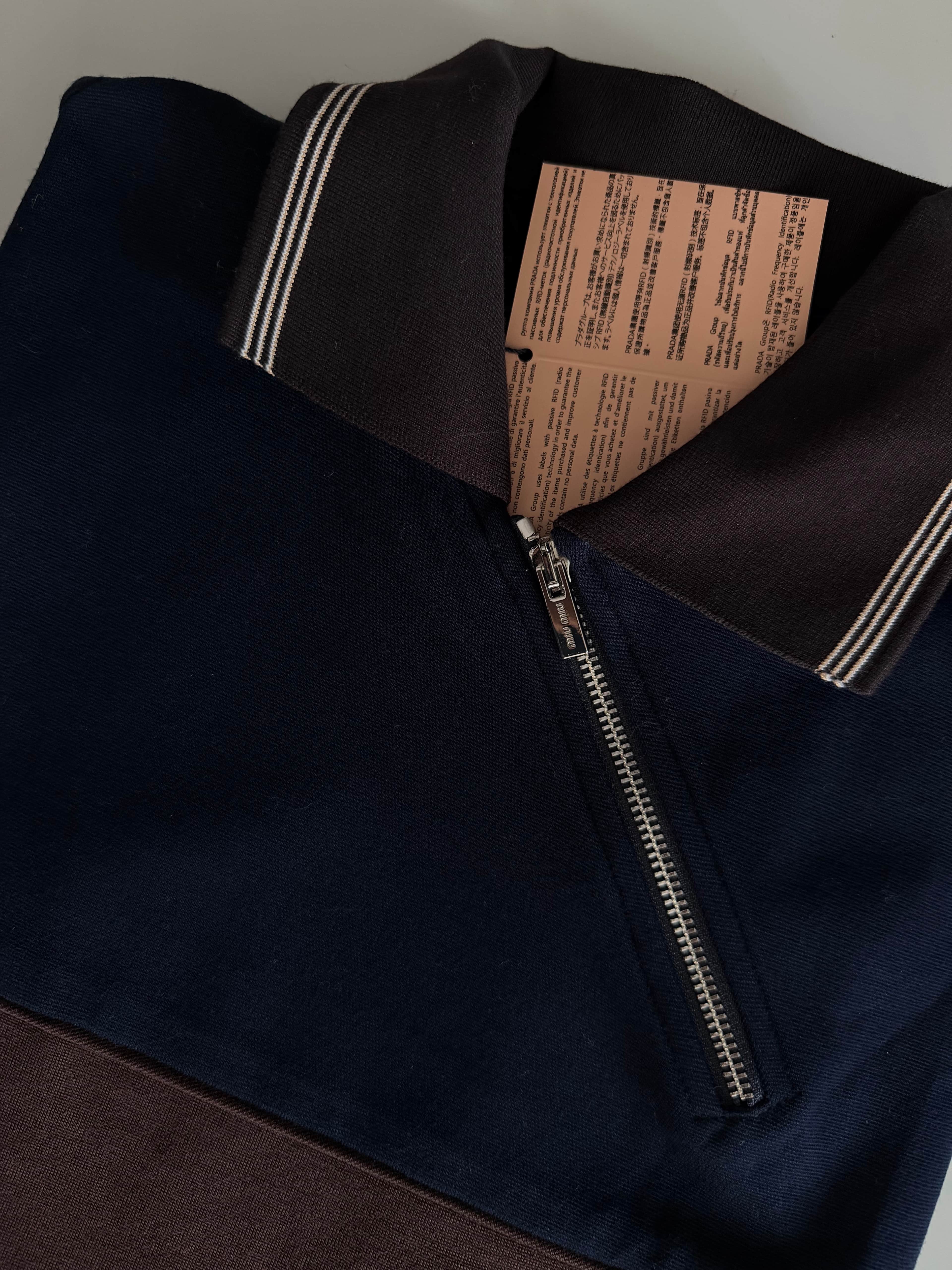 Miu / Dual-Tone Zip Sweatshirt