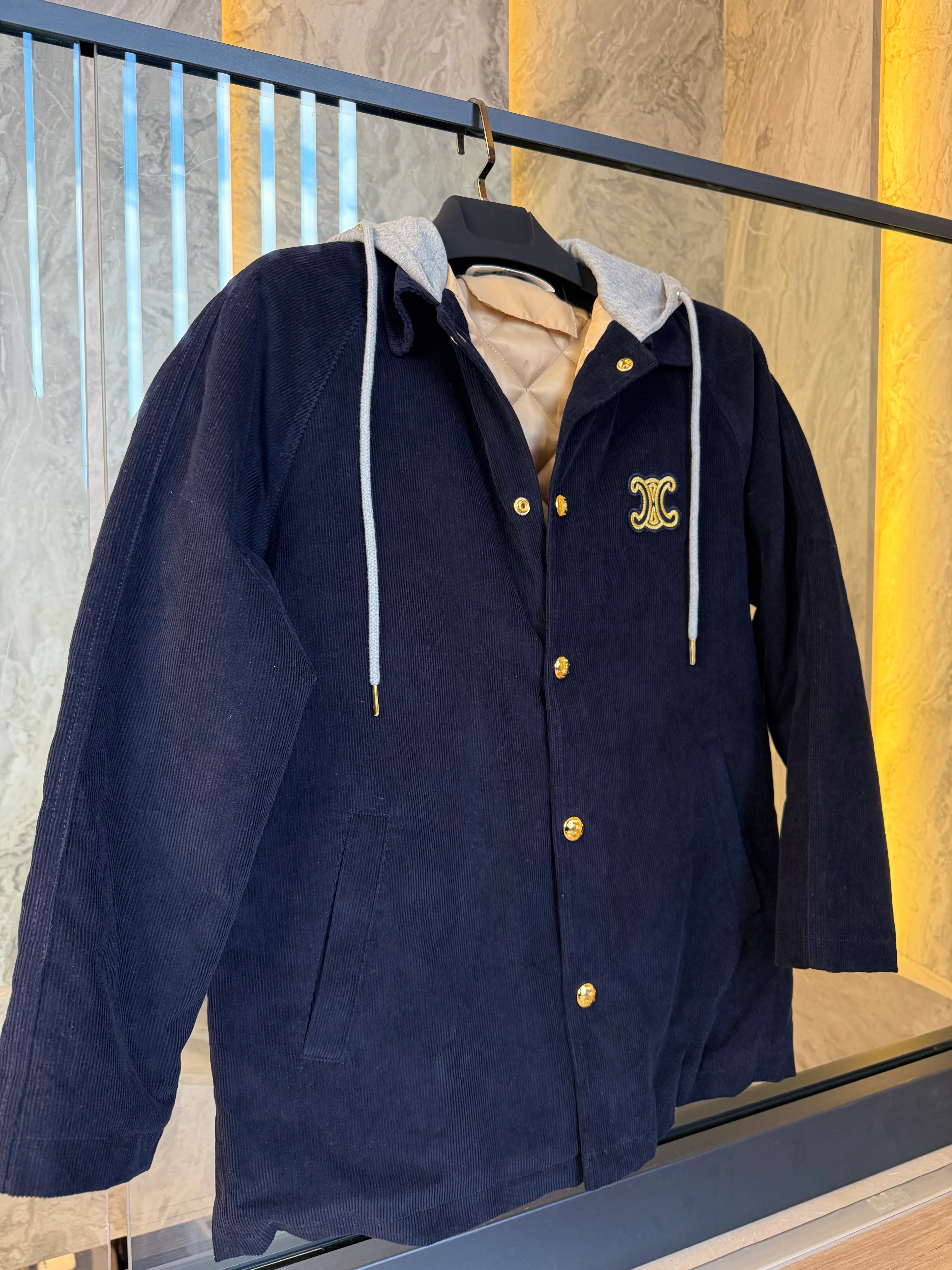 Varsity Corduroy Hoodie Coat 