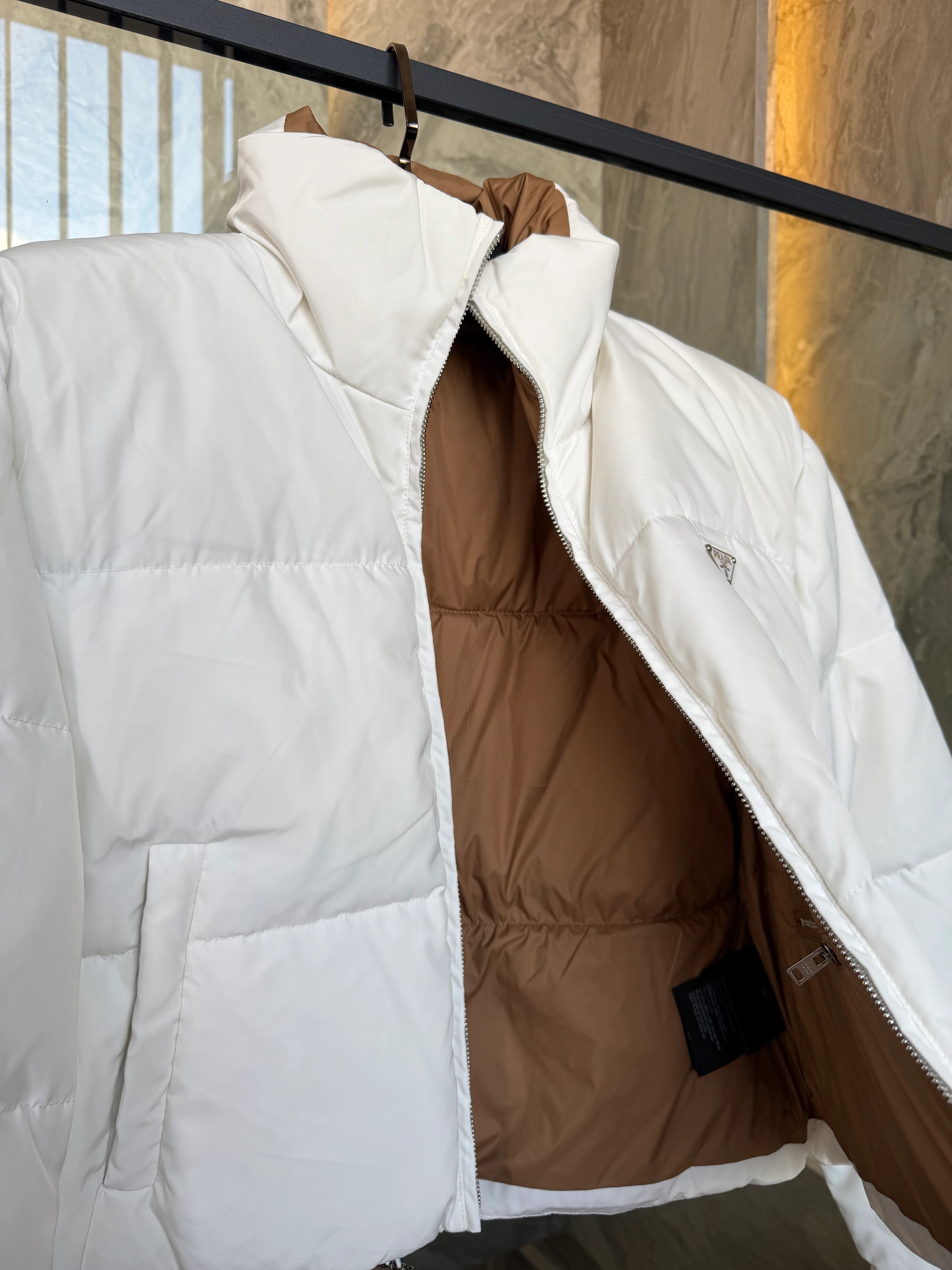 Prad / Re-Nylon Puffer Jacket – Black / White