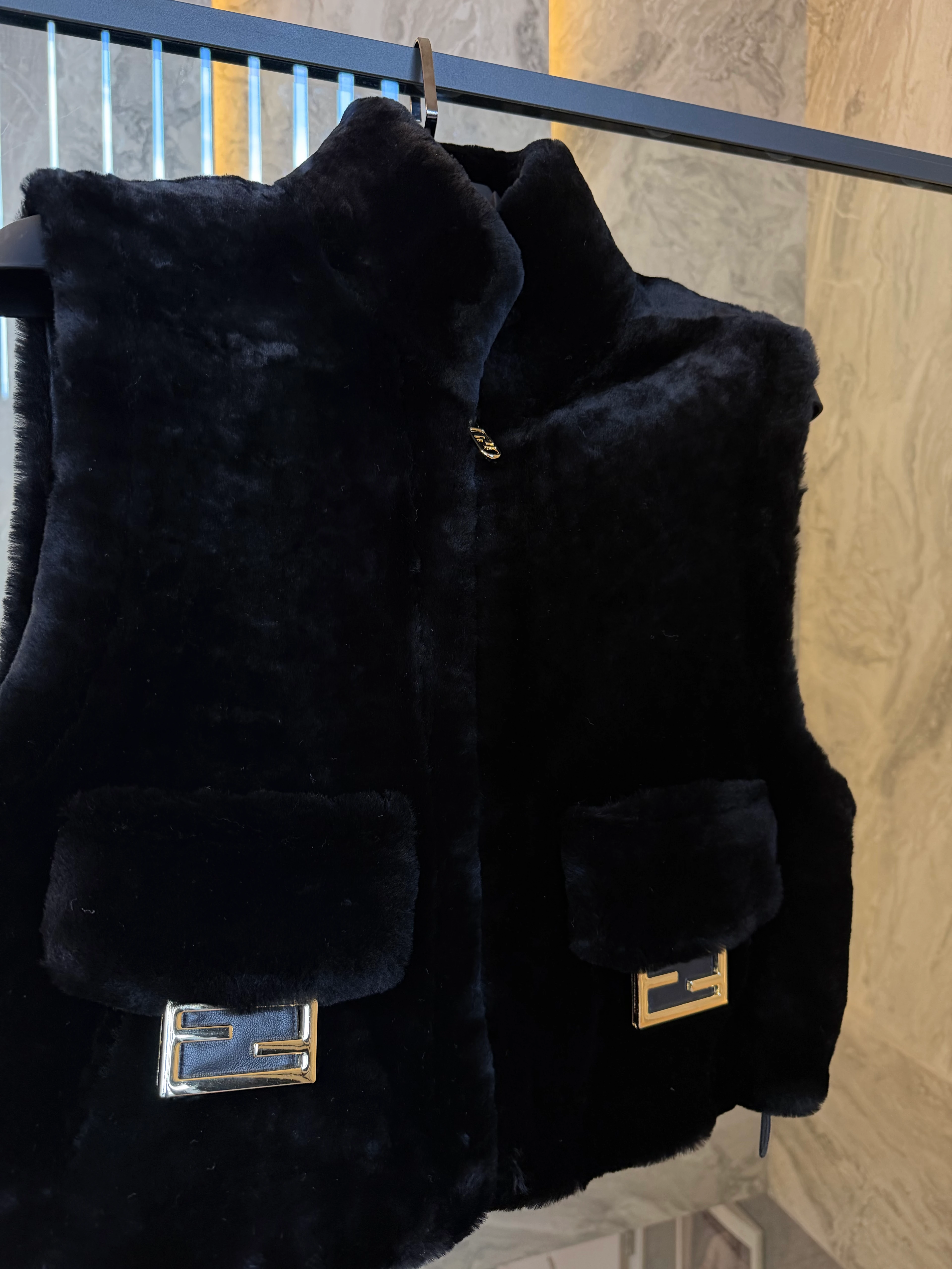 Fendi Shearling Leather-Lined Vest 