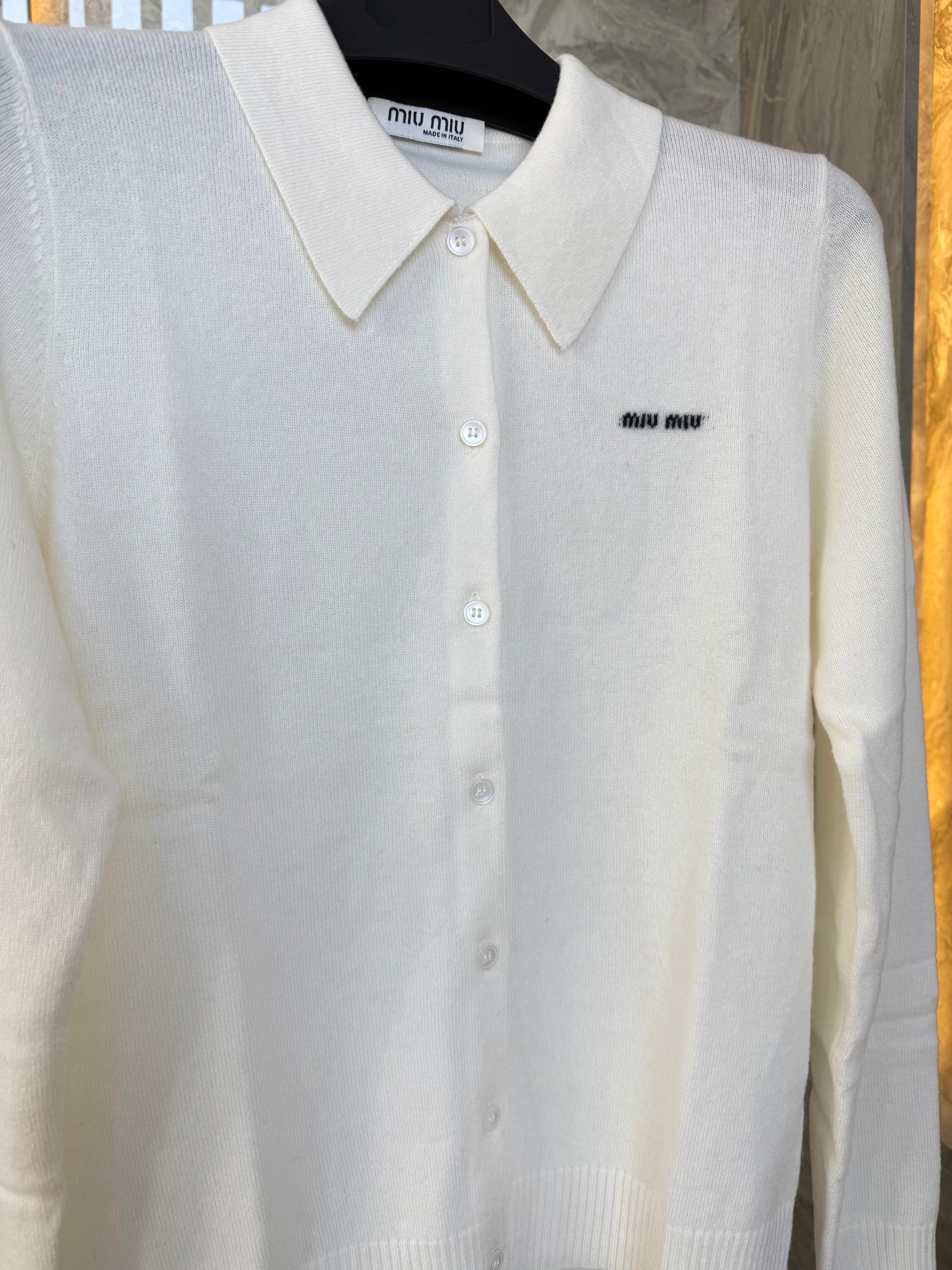 White Signature Knit Cardigan