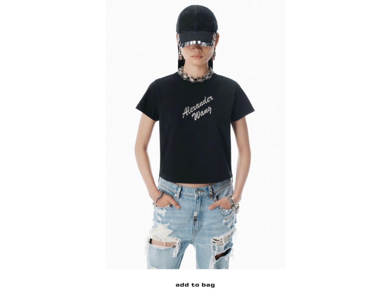 Wang- Glitz Siyah Logo T-Shirt 
