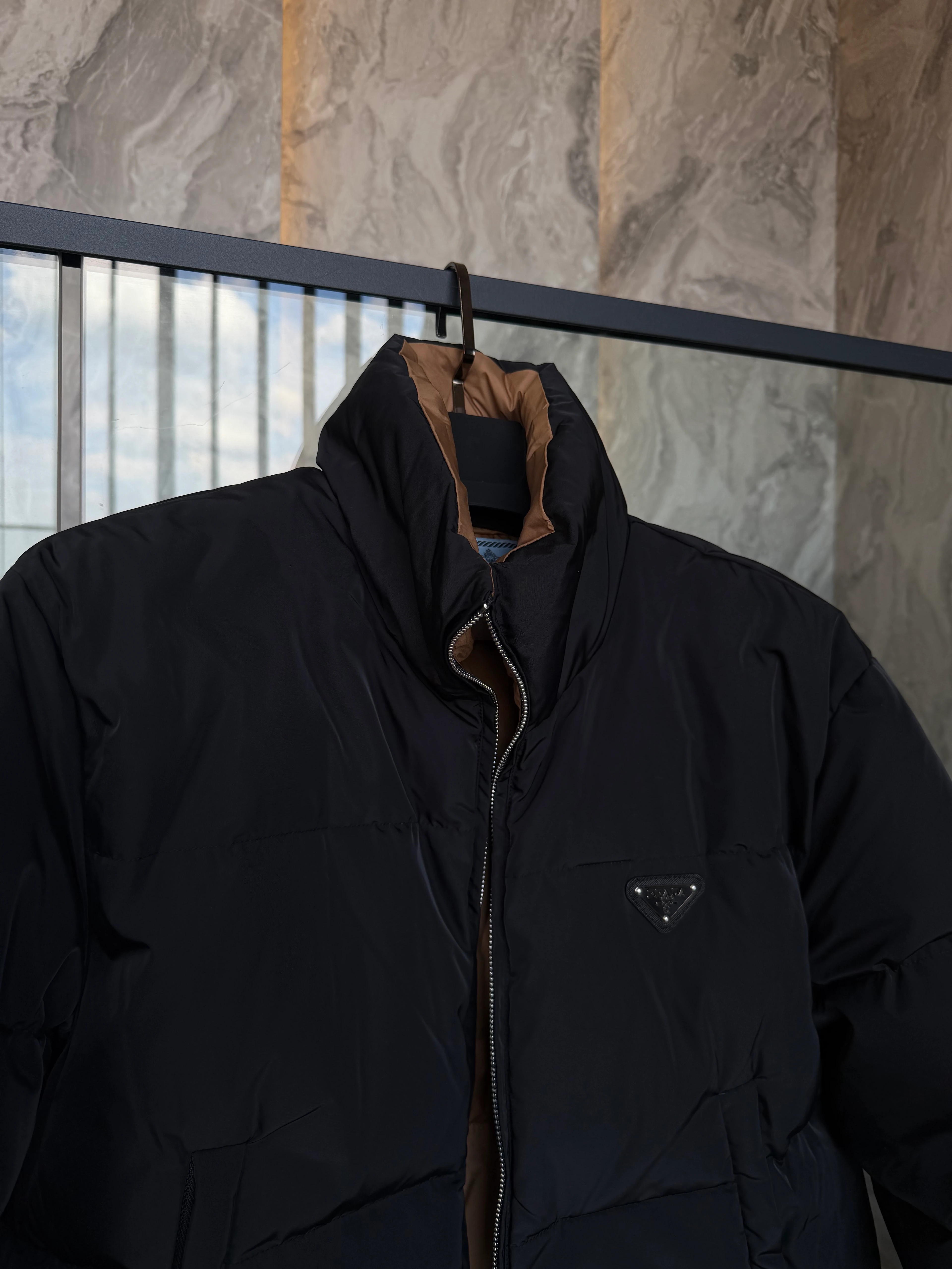 Prad / Re-Nylon Puffer Jacket – Black / White