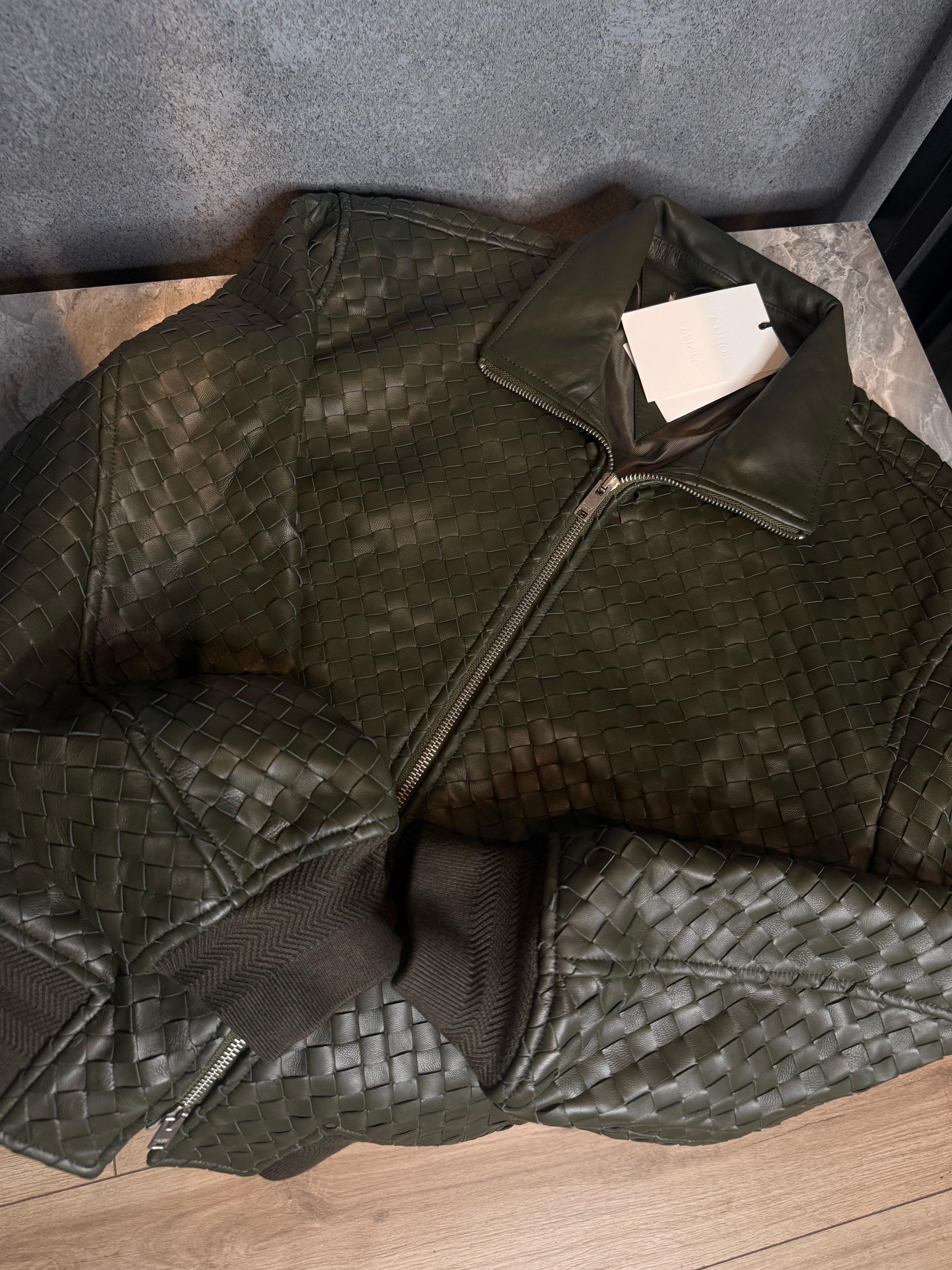 Bott.  Veneta – Intrecciato Leather Bomber Jacket