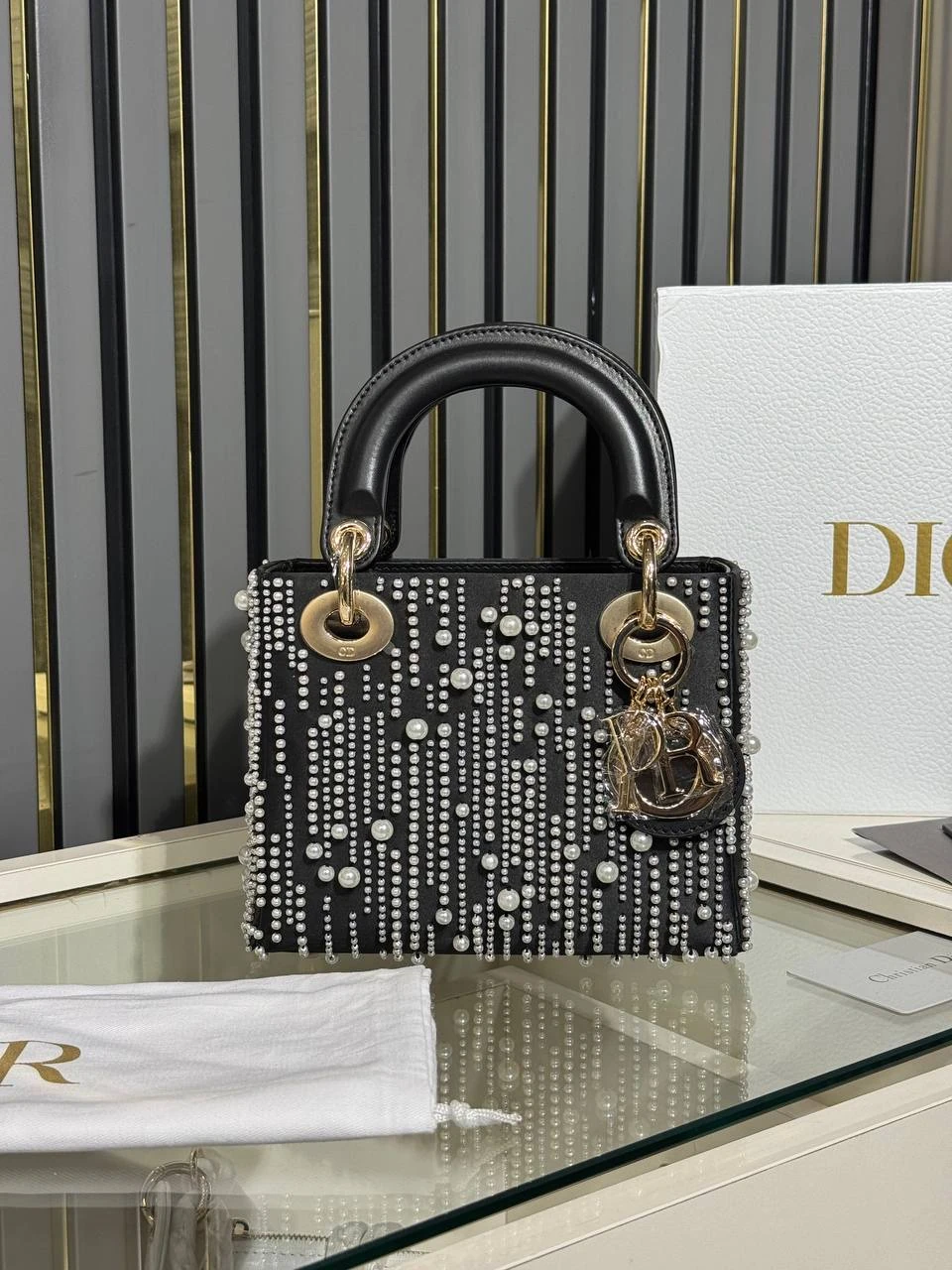 Lady Mini Pearl-Embellished Bag 