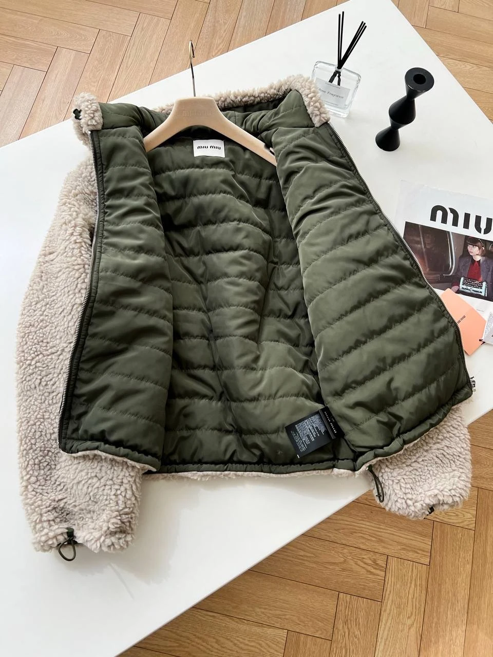 MIU Teddy Sherpa Hooded Jacket