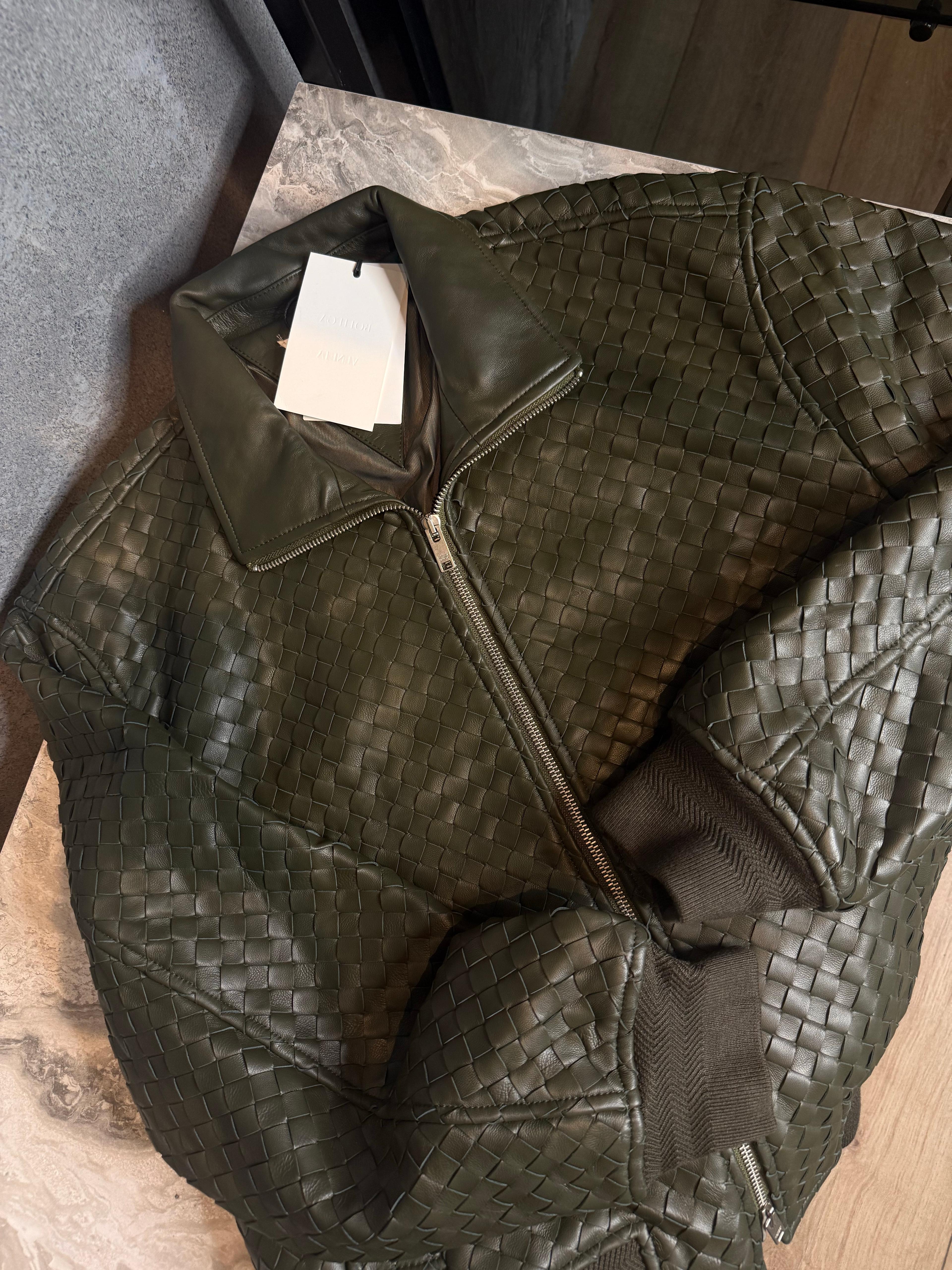 Bott.  Veneta – Intrecciato Leather Bomber Jacket