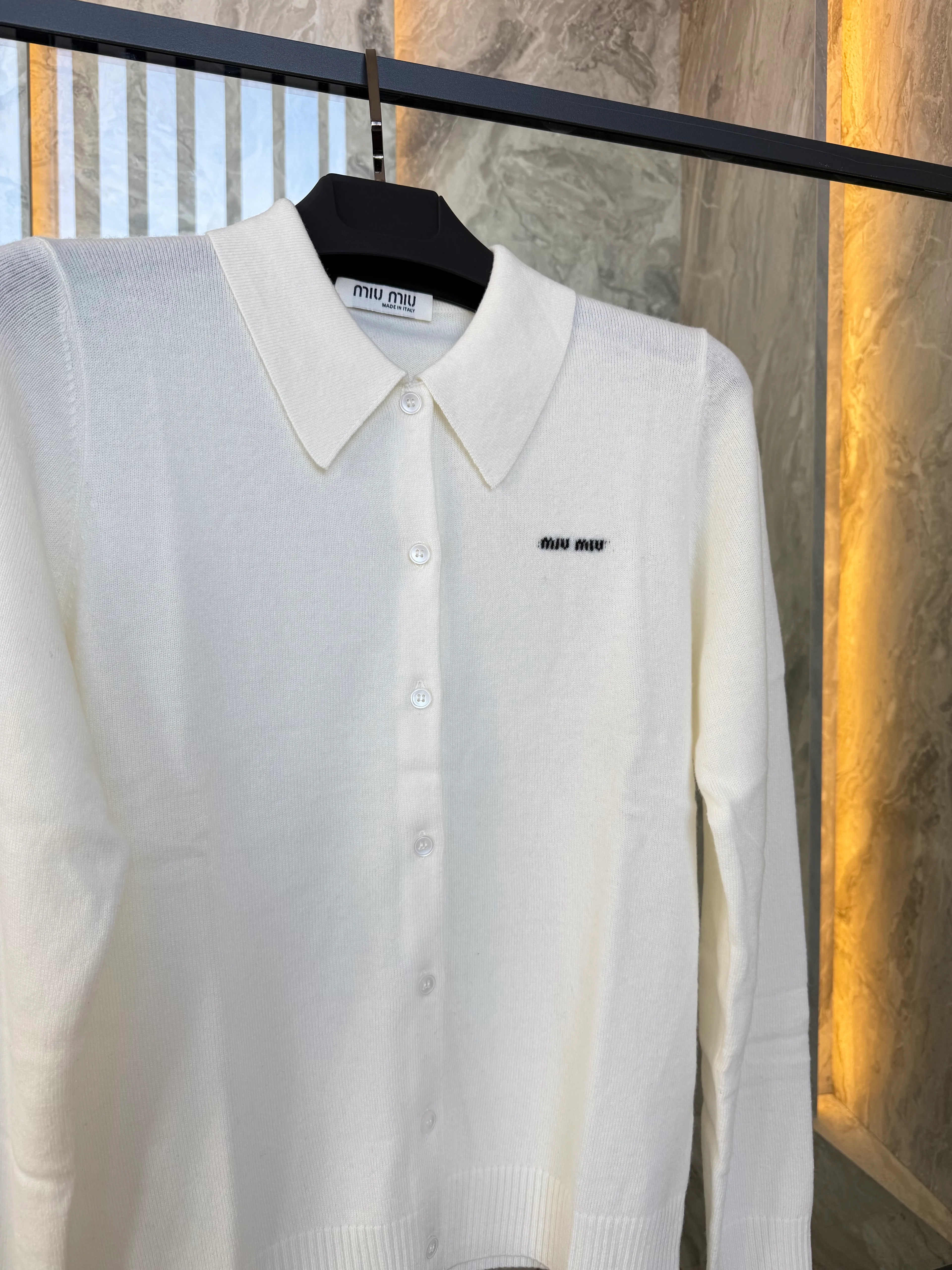 White Signature Knit Cardigan