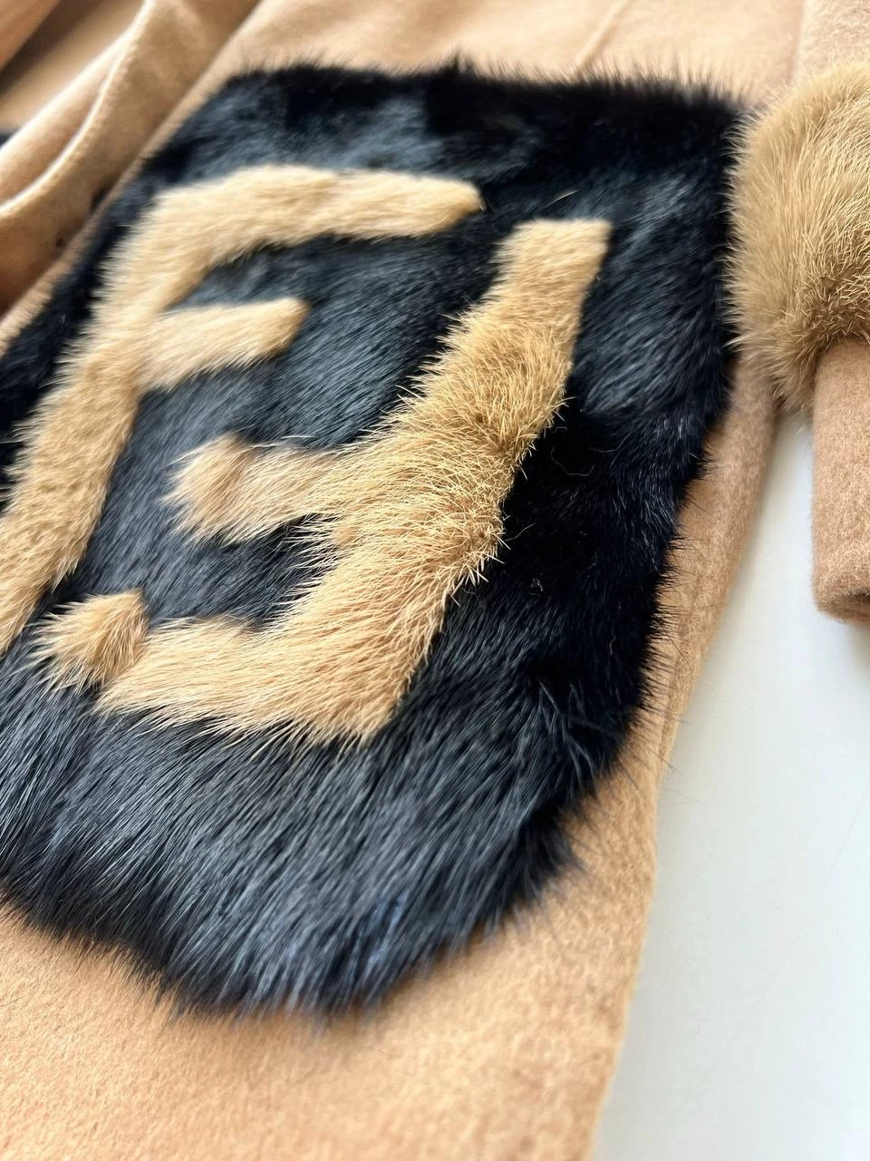 FNDI Fur-Trim Iconic Wool Coat