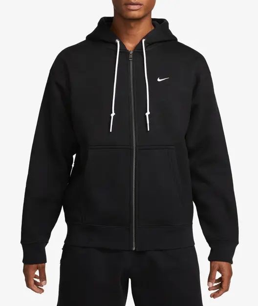 Nike Solo Swoosh Fermuarlı Kapüşonlu Hoodie - Siyah