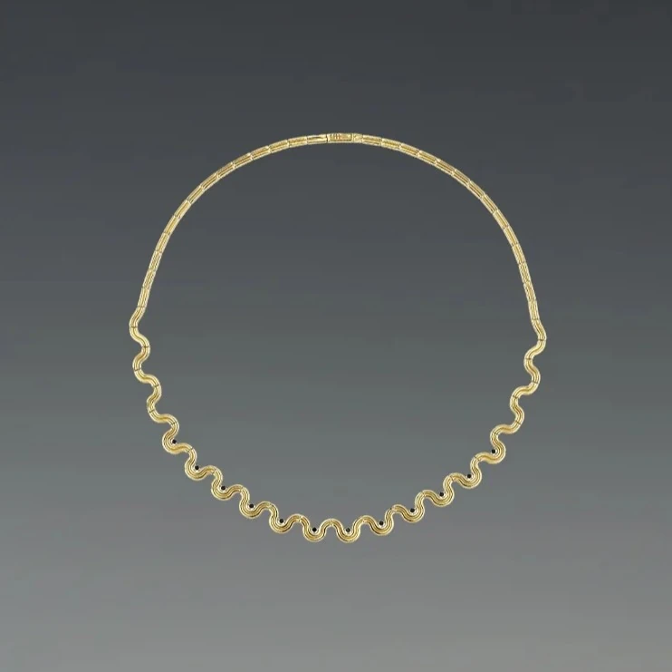 14 Ayar Altın Su Dalgası Tasarım Kadın Kolye