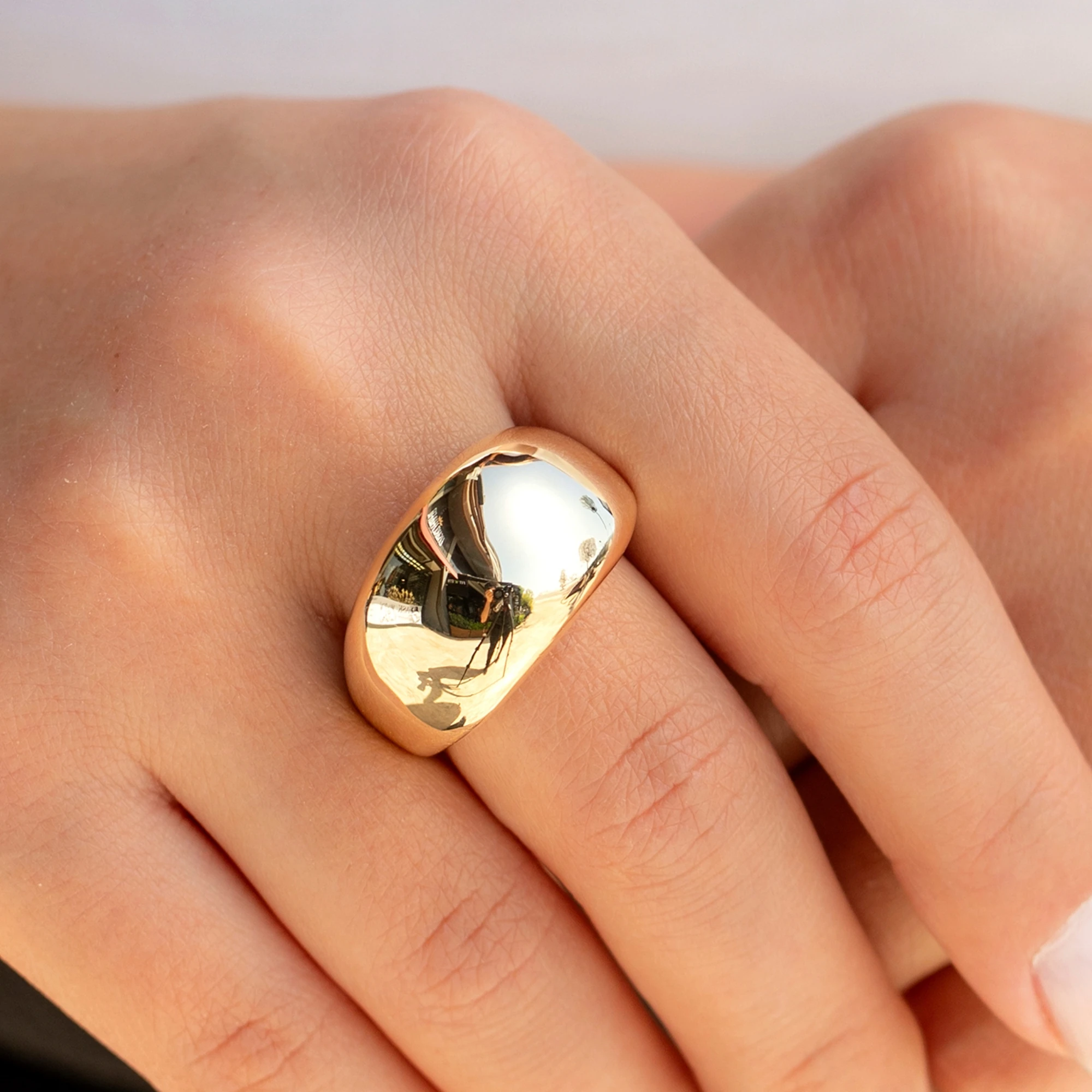 14 Ayar Altın Kalın Kubbe Kadın Yüzük