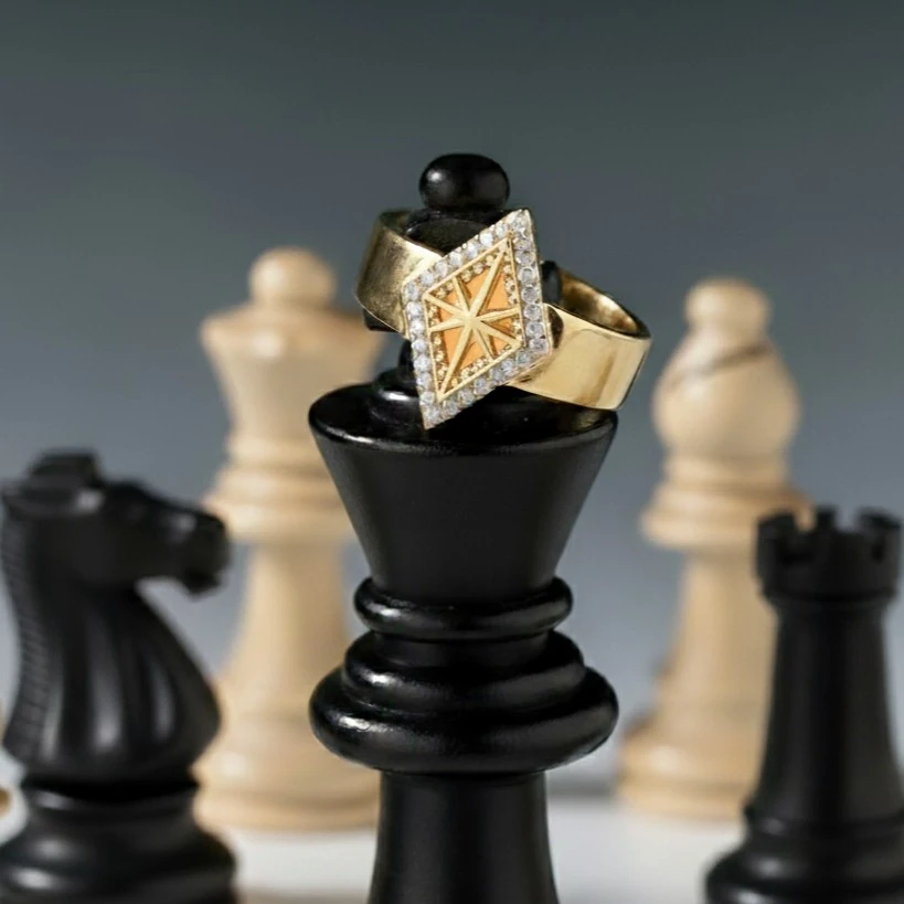 14 Ayar Altın Taşlı Kuzey Yıldızlı Kadın Yüzük