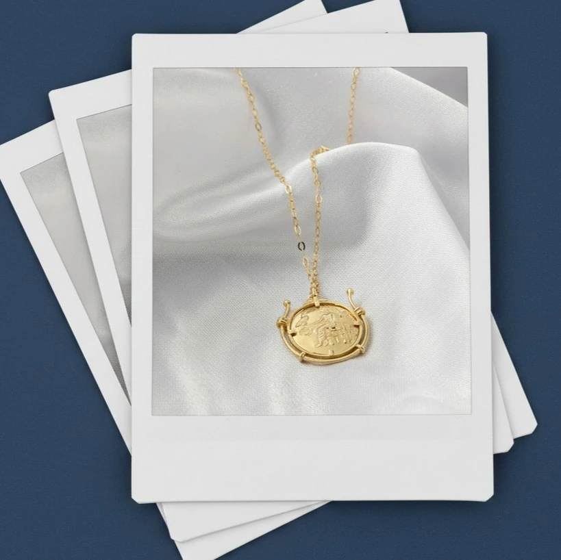 14 Ayar Altın Antik Yunan Oymalı Kadın Kolye