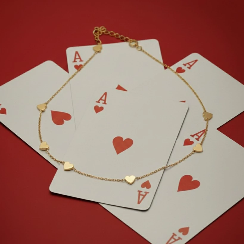 14 Ayar Altın Beşli Kalp Kadın Kolye