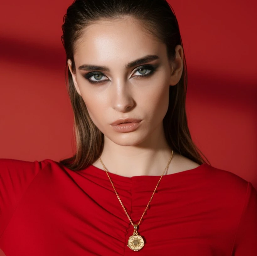 14 Ayar Altın Güneş Kadın Kolye