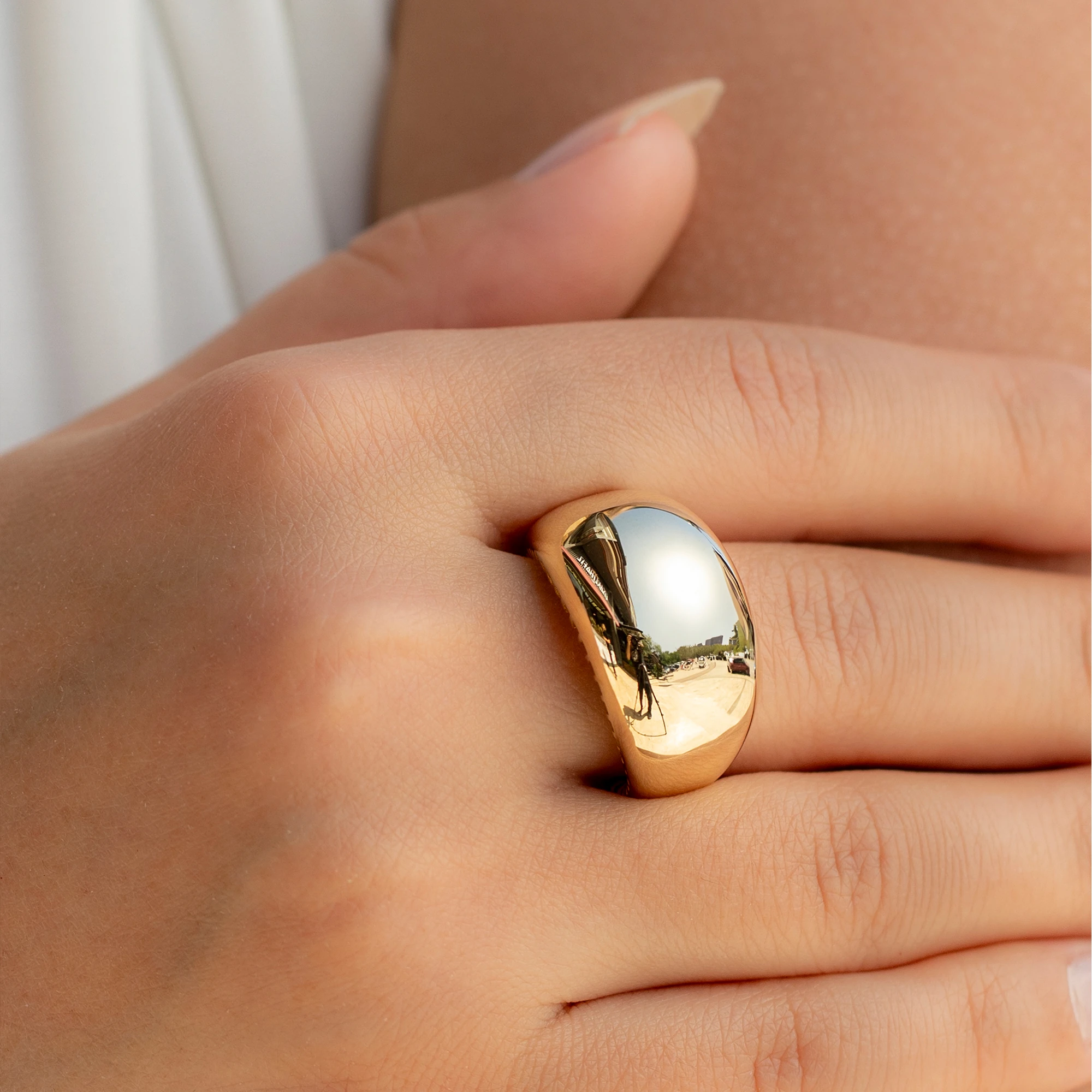 14 Ayar Altın Kalın Kubbe Kadın Yüzük