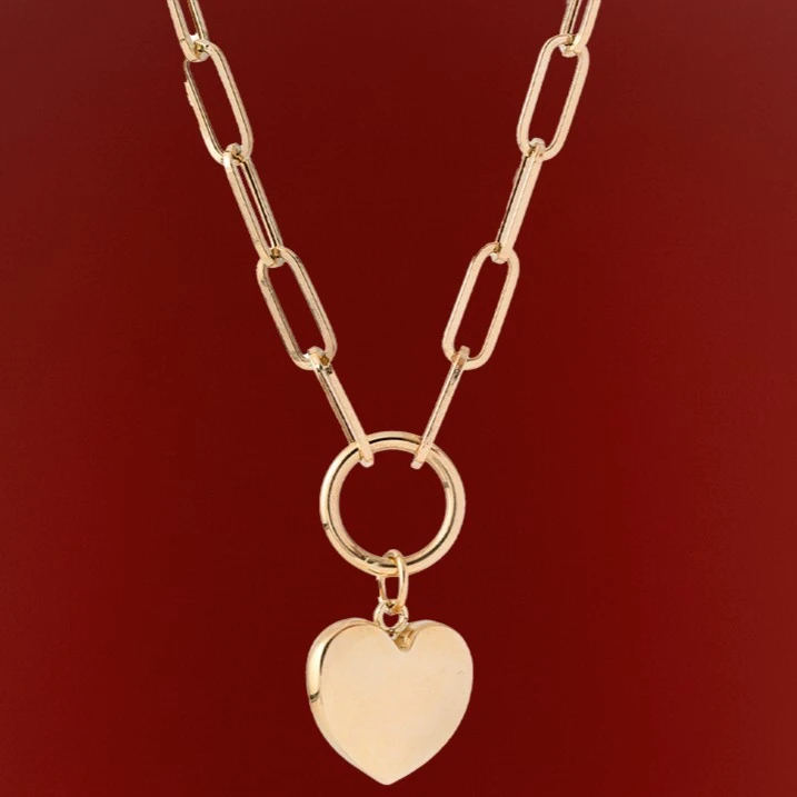 14 Ayar Altın Ataç Zincirli Kalp Kadın Kolye