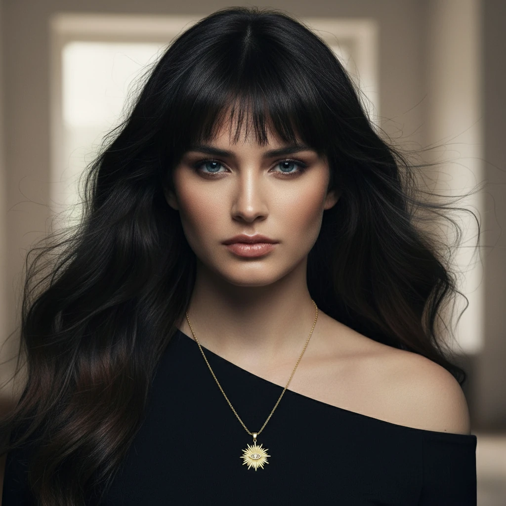 14 Ayar Altın Taşlı Güneş Kadın Kolye