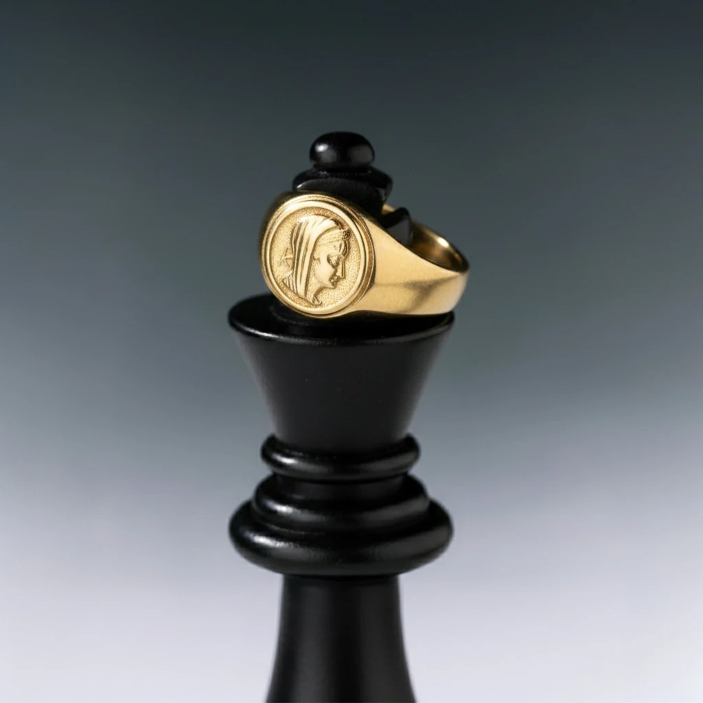 14 Ayar Altın Antik Kadın Büst Yüzük