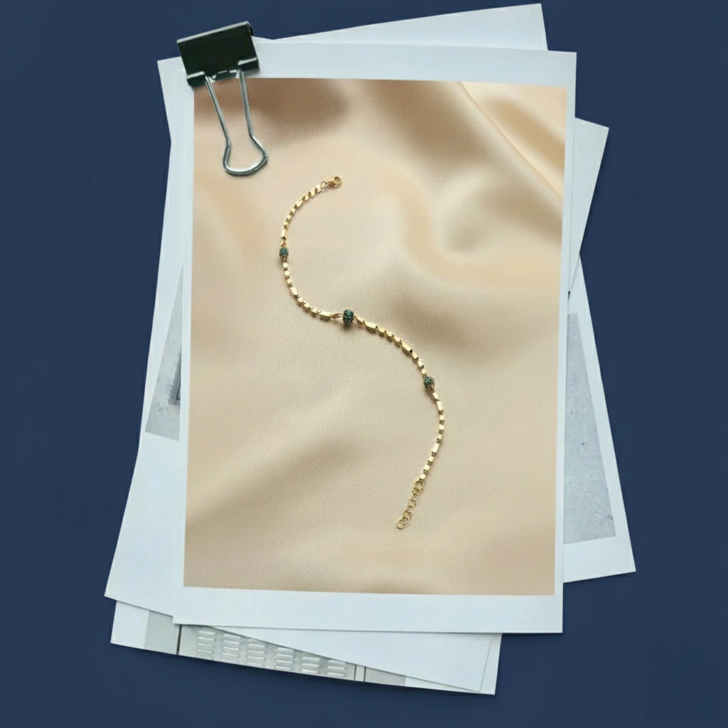 14 Ayar Altın Mavi Taşlı Kadın Bileklik