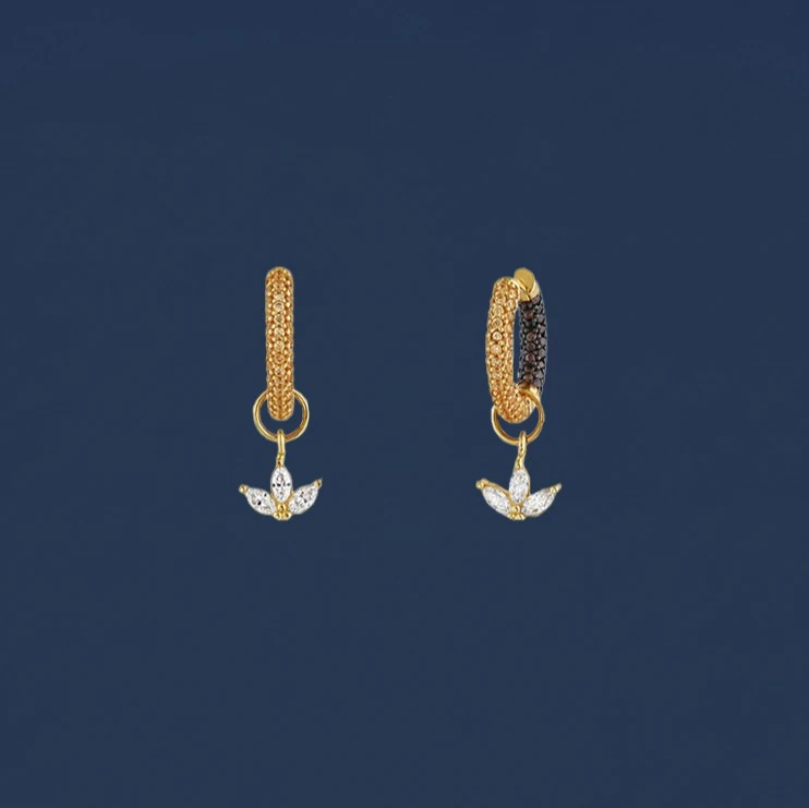 14 Ayar Altın Çift Renkli Sallantılı Küpe