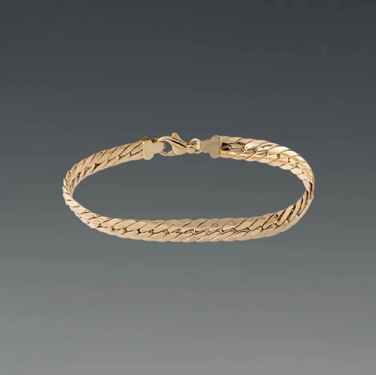 14 Ayar Altın Küba Zincir Unisex Bileklik