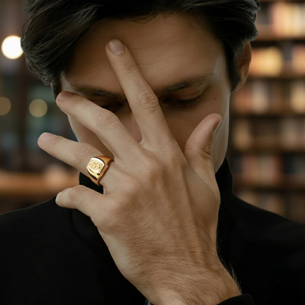 14 Ayar Altın Ölüm Meleği Figürlü Erkek Yüzük