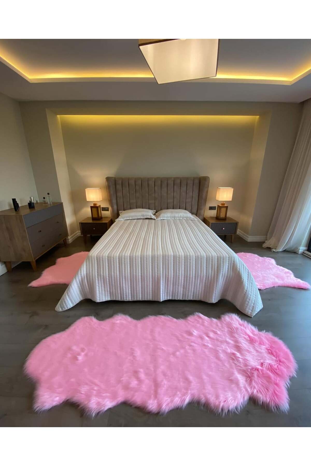 Puffin Yumuşacık Kuzu Post Kaymaz Taban Kürk Halı Makinede Yıkanabilir