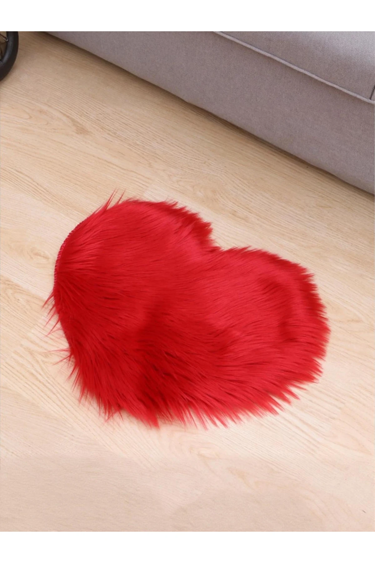 Puffin Yumuşacık Kalp Post Kaymaz Taban Kürk Halı Makinede Yıkanabilir