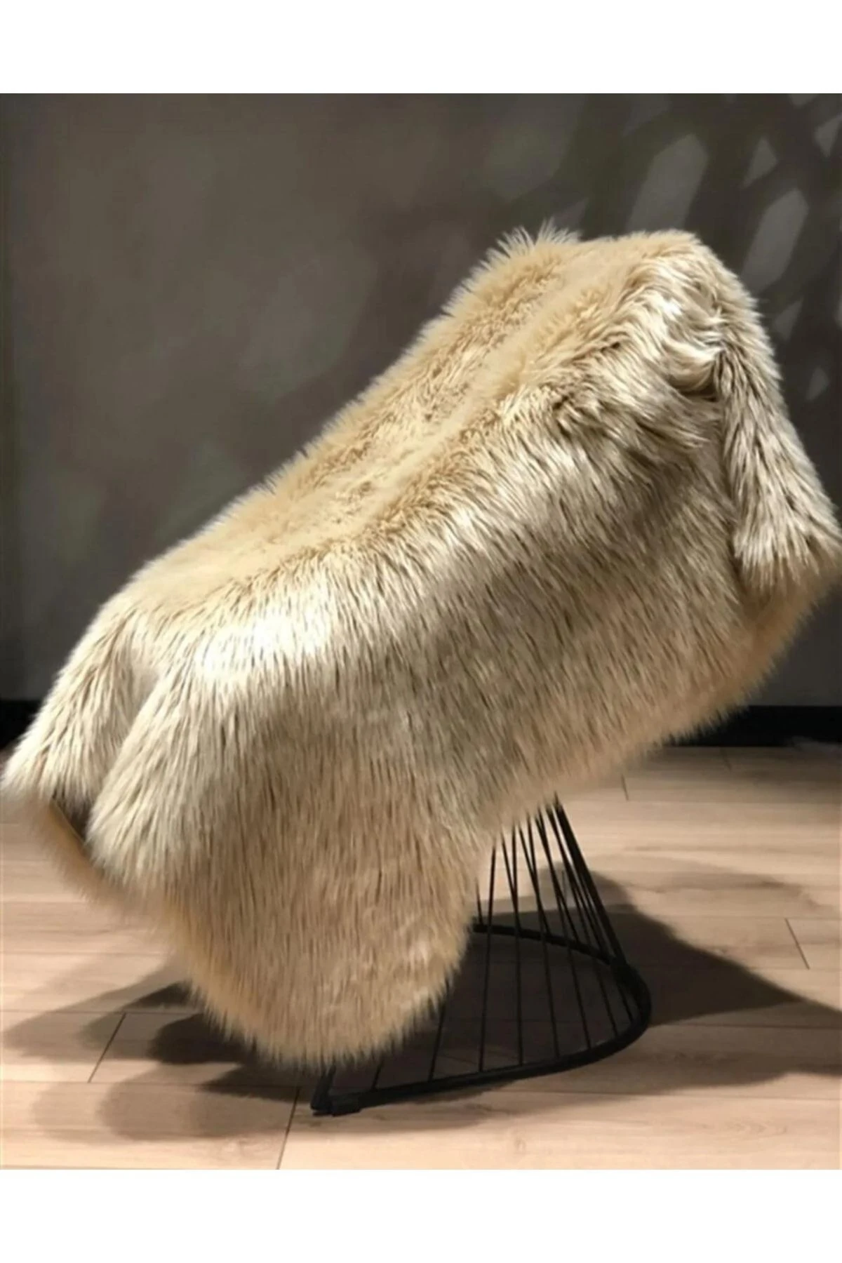 Kuzu Post Üst Kalite Yıkanabilir Yumuşak Dokulu Peluş Halı - camel