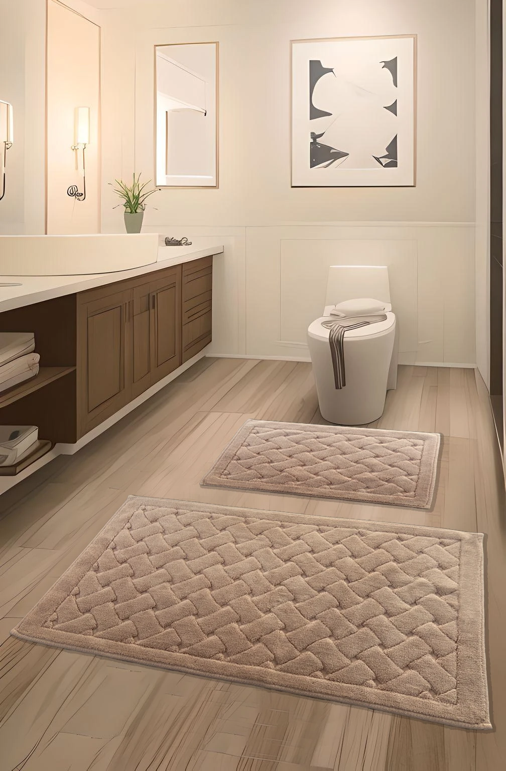 Kapadokya Yumuşacık, Süper Emici 2'li 100% Pamuk Ultra Lüks Banyo Paspası Seti