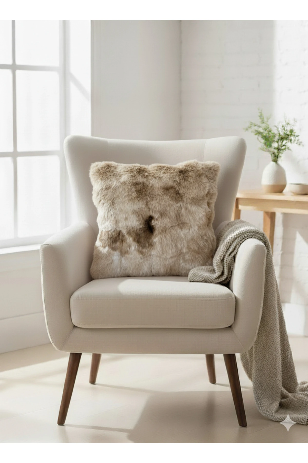 Bubble Tavşan Tüyü, Yumuşacık, Çift Taraflı, Gizli Fermuarlı Pofuduk Kırlent Kılıfı 40x40 