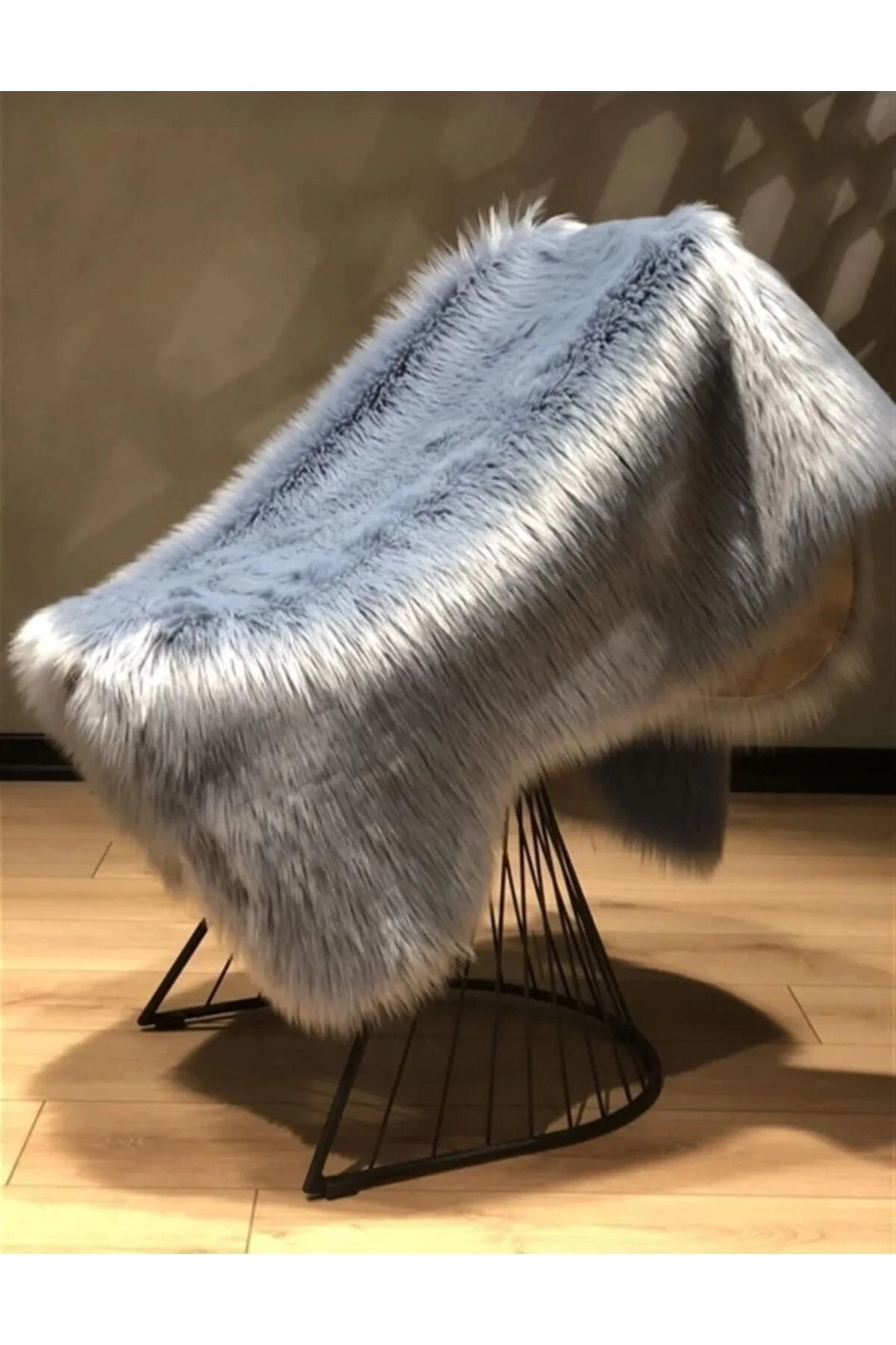 Kuzu Post Üst Kalite Yıkanabilir Yumuşak Dokulu Peluş Halı - gri̇