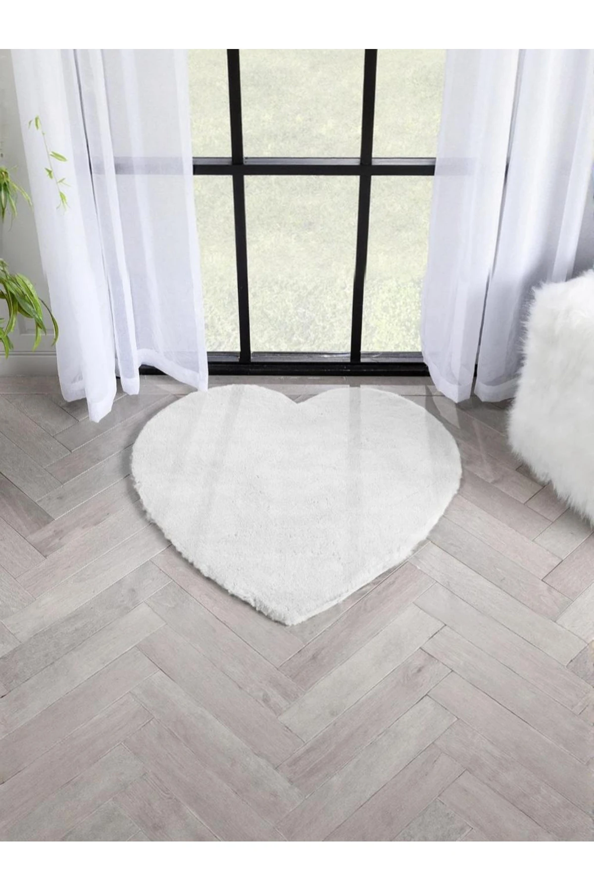 Bonnie Tavşan Tüyü, Kalp, Yumuşacık, Ultra Lüks, Süet Taban Yıkanabilir, Post Halı