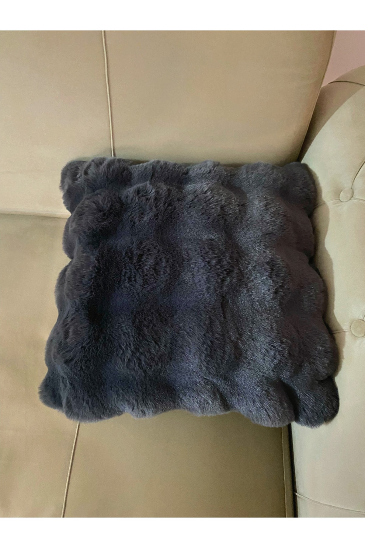 Bubble Tavşan Tüyü, Yumuşacık, Çift Taraflı, Gizli Fermuarlı Pofuduk Kırlent Kılıfı 40x40 