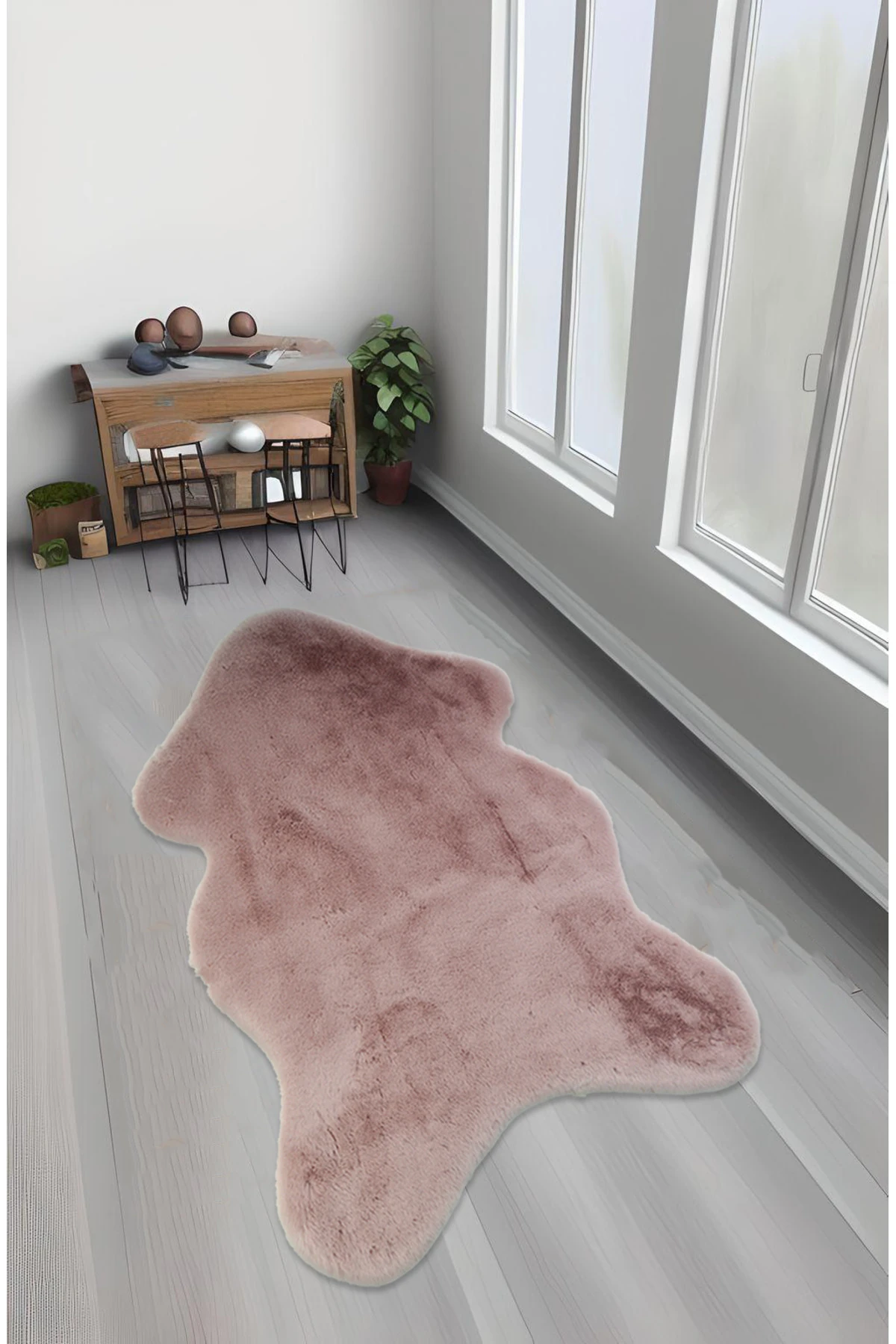 Bonnie Tavşan Tüyü, Ultra Lüks, Süet Taban Yıkanabilir, Post Halı  - pembe