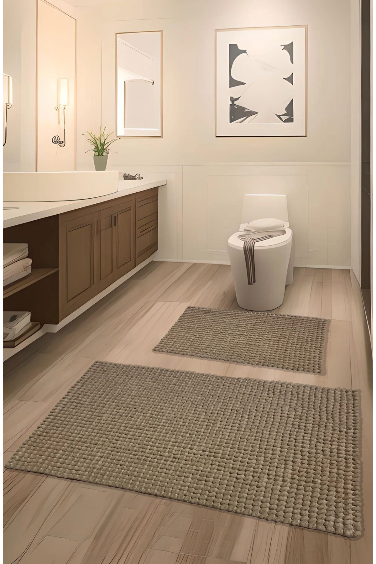 Pamukkale Yumuşacık, Süper Emici 2'li %100 Pamuk Ultra Lüks Banyo Paspası Seti 