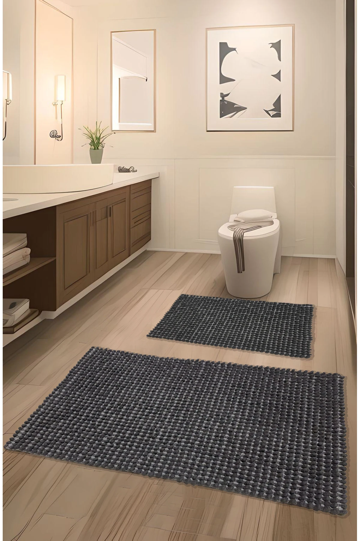 Pamukkale Yumuşacık, Süper Emici 2'li %100 Pamuk Ultra Lüks Banyo Paspası Seti 