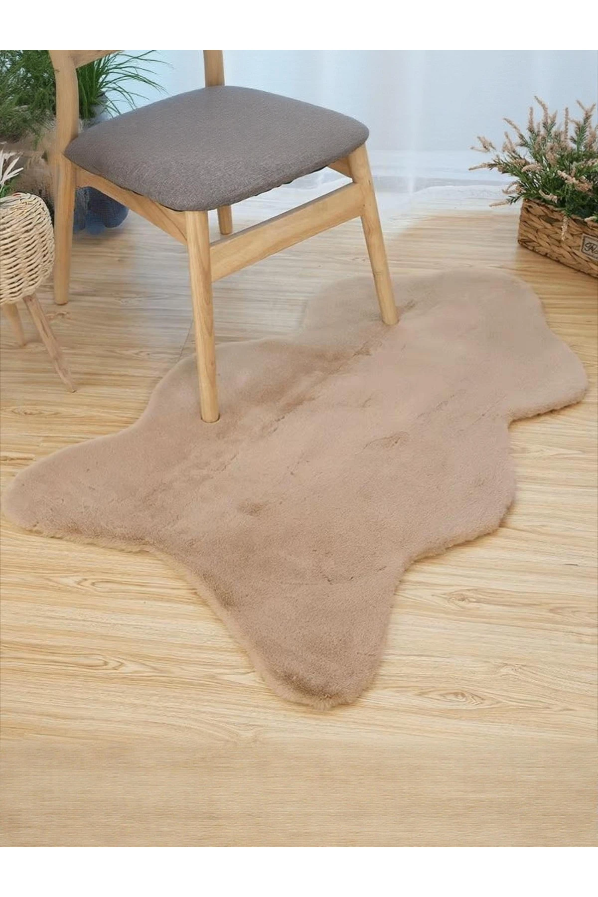 Bonnie Tavşan Tüyü, Ultra Lüks, Süet Taban Yıkanabilir, Post Halı  - kahverengi