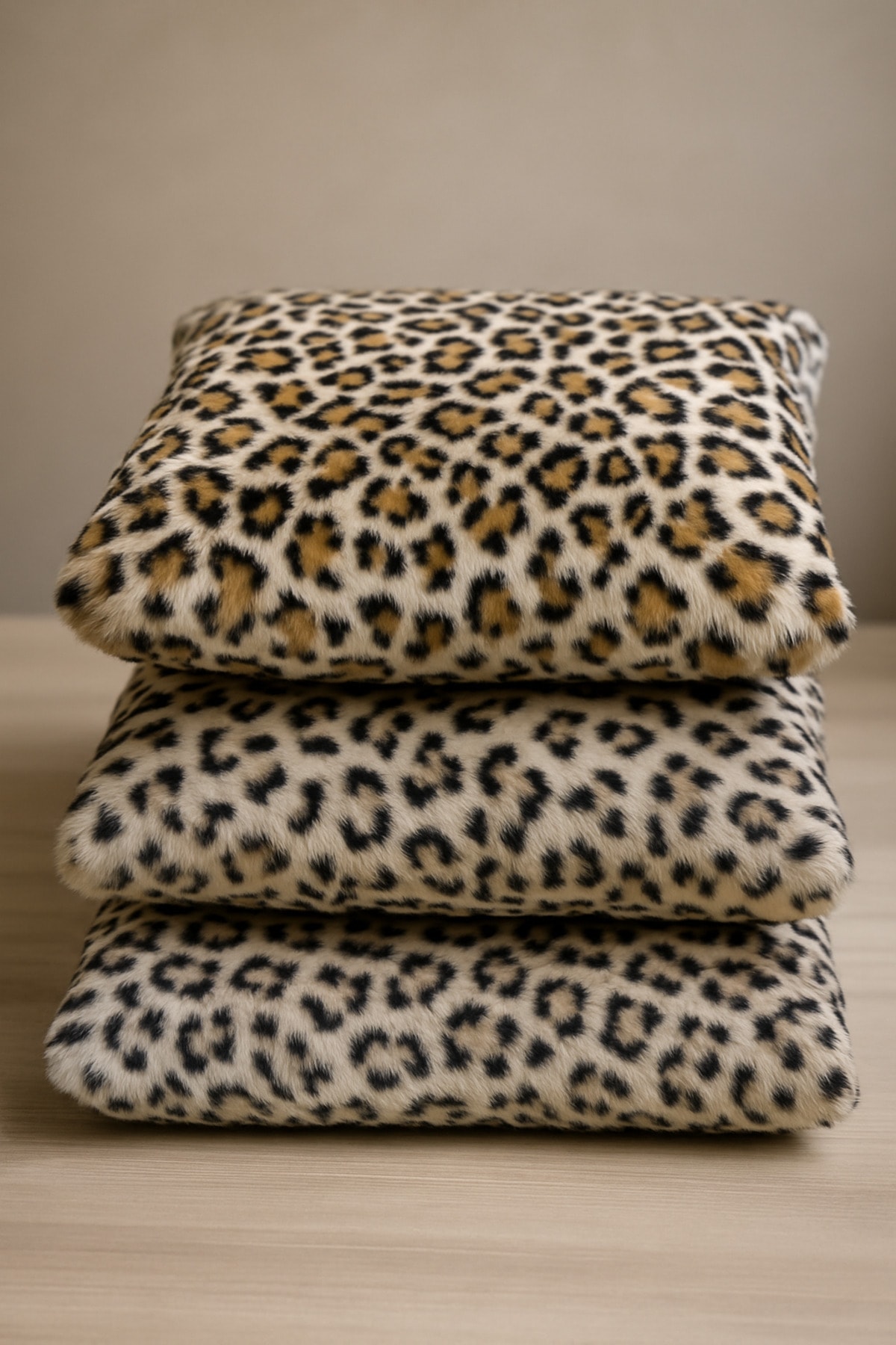 Bonnie Leopar Figürlü Tavşan Tüyü Ultra Soft Yıkanabilir Kırlent Kılıfı 40x40