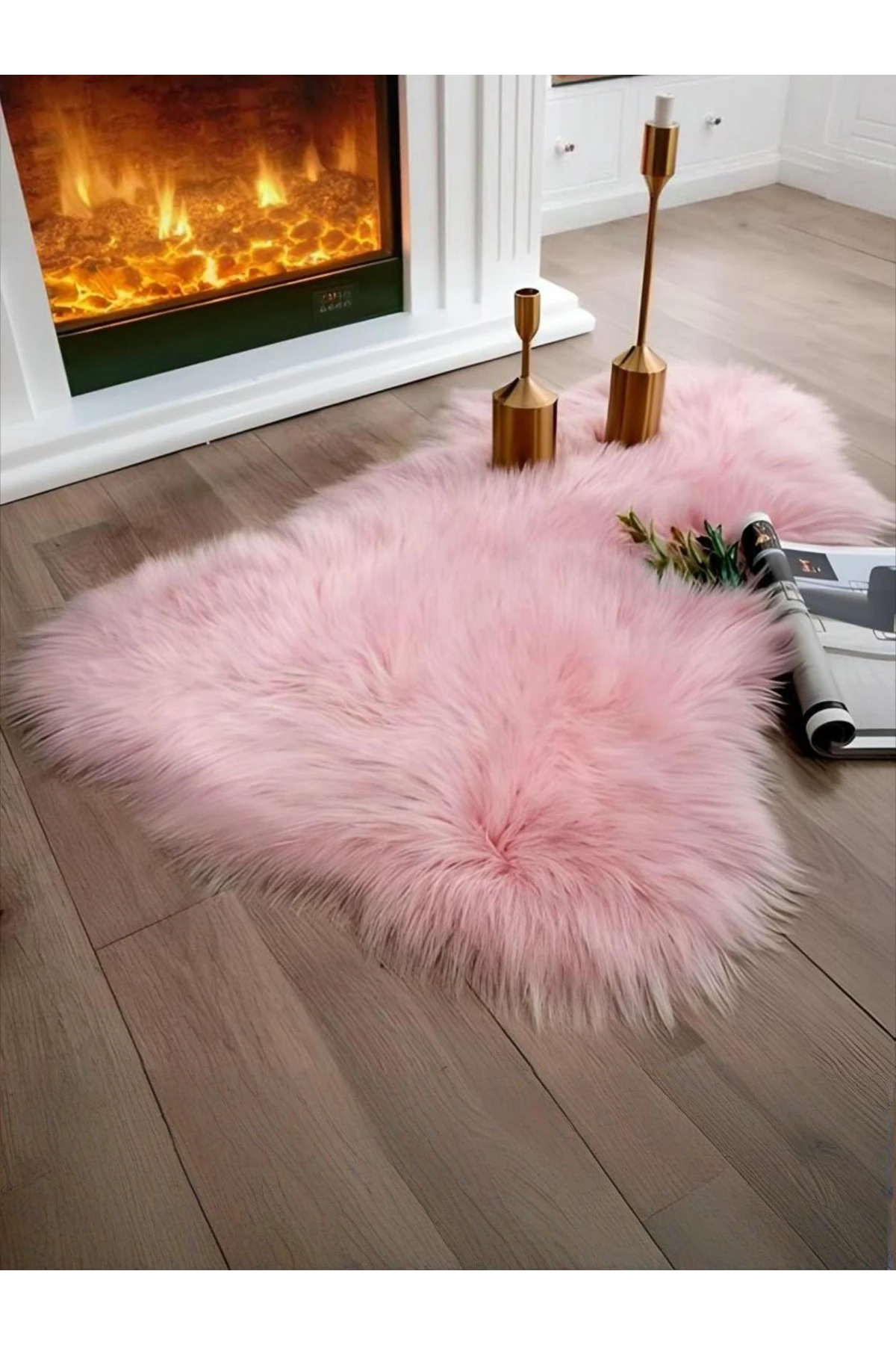 Puffin Yumuşacık Kuzu Post Kaymaz Taban Kürk Halı Makinede Yıkanabilir