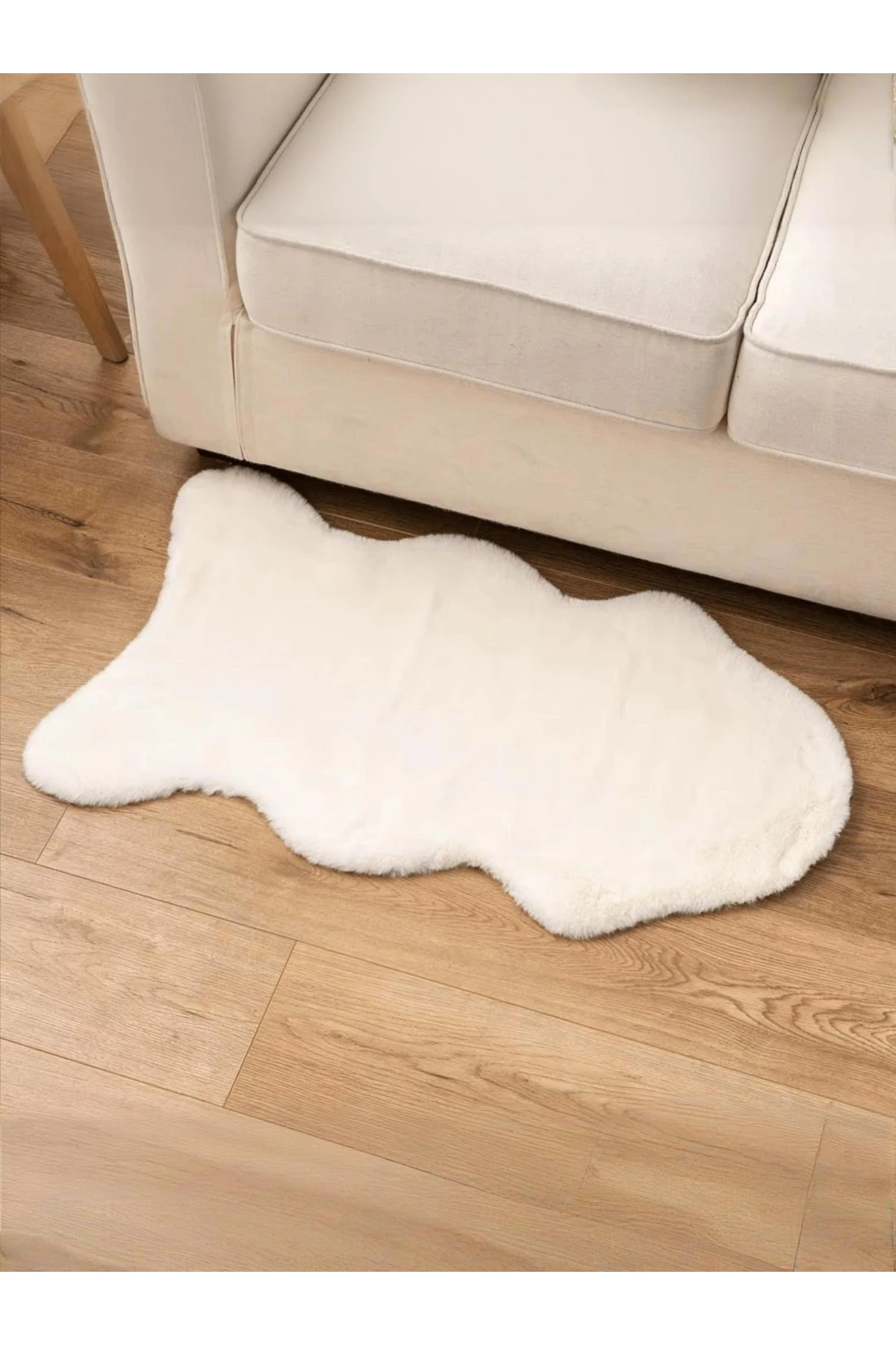 Bonnie Tavşan Tüyü, Ultra Lüks, Süet Taban Yıkanabilir, Post Halı  - kırık beyaz