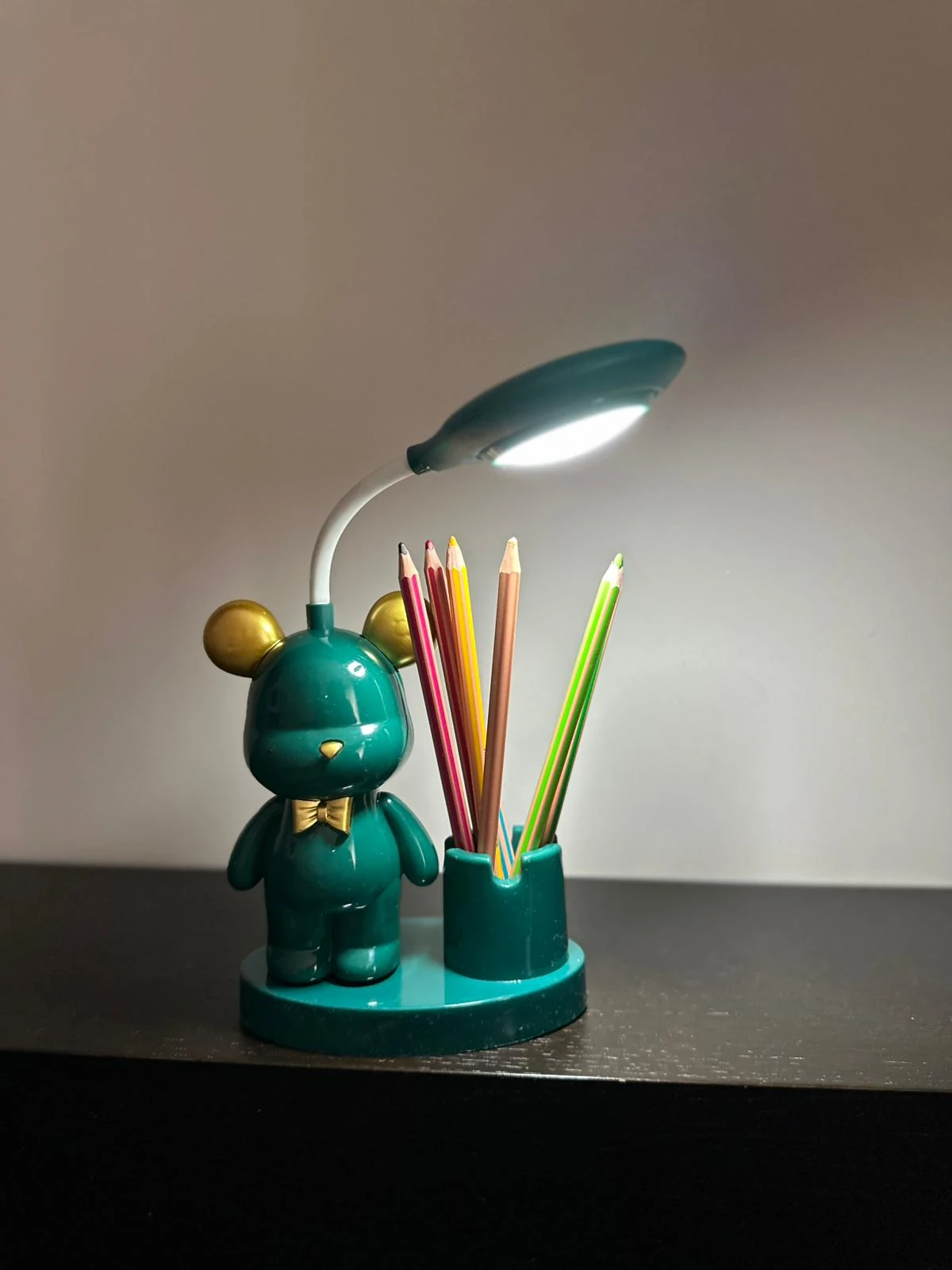 Ayıcıklı Kalemlikli Lamba - Yeşil